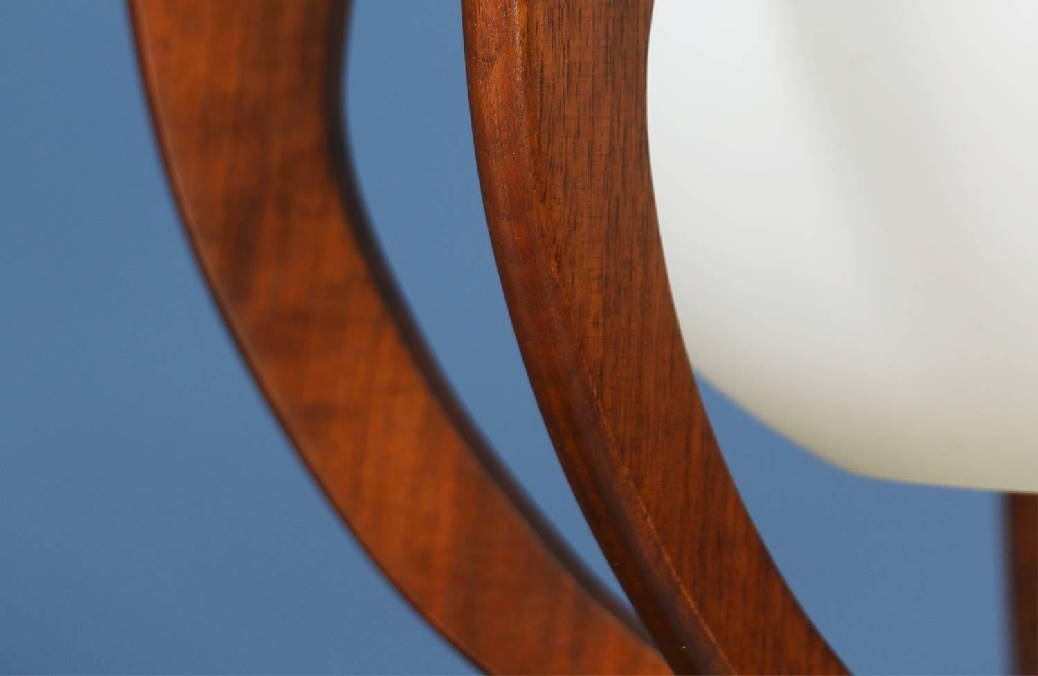 Midcentury Sculpted Walnut Globe Pendant Chandelier 1
