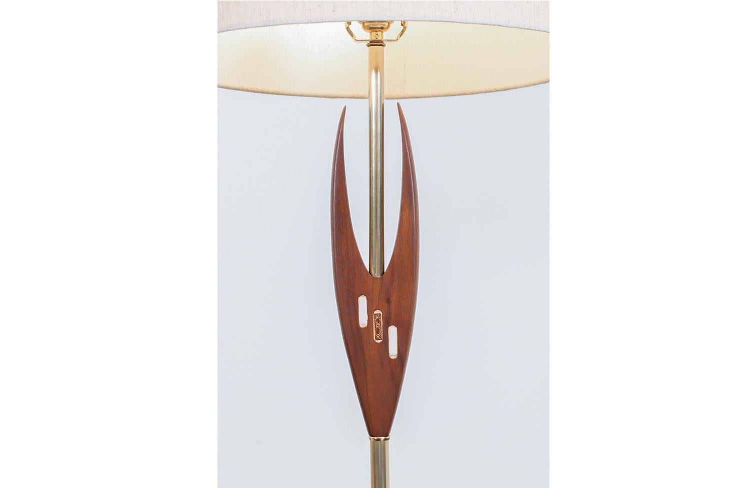 American Midcentury Sculpted Walnut and Inlaid Tile Table Lamps