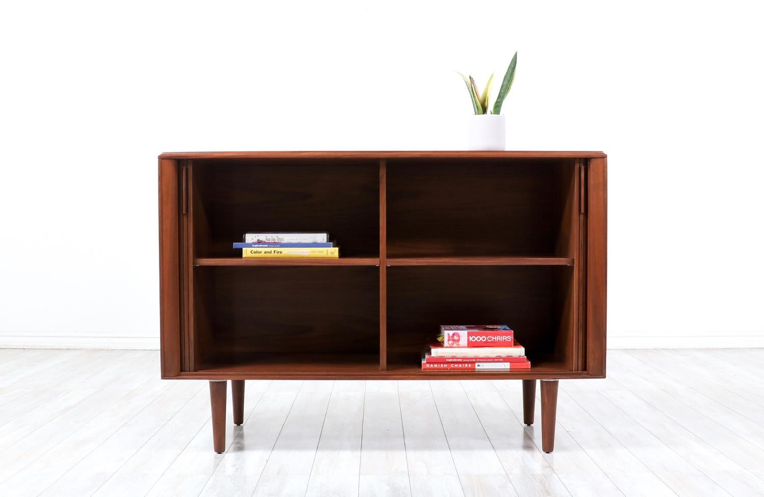 Mid-Century Modern Midcentury Sculpted Walnut Tambour-Door Credenza by Barzilay