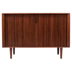 Midcentury Sculpted Walnut Tambour-Door Credenza by Barzilay