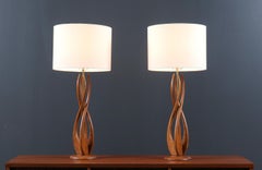 Mid-Century Modern Spiral Table Lamps by Roller Lamp Co