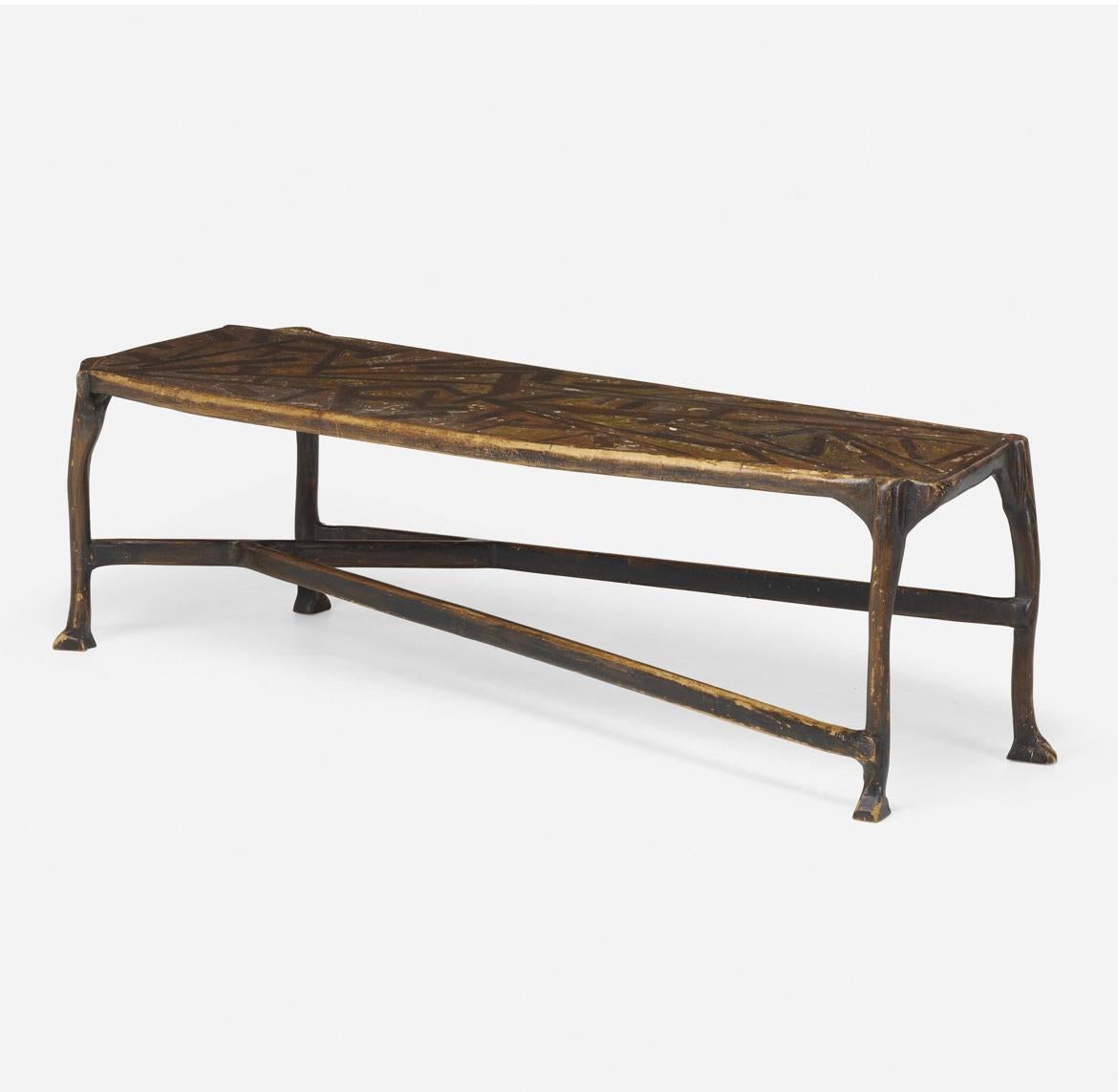 Mid-Century Modern Table basse ou banc en bois sculpté du milieu du siècle dernier par Smokey Tunis en vente