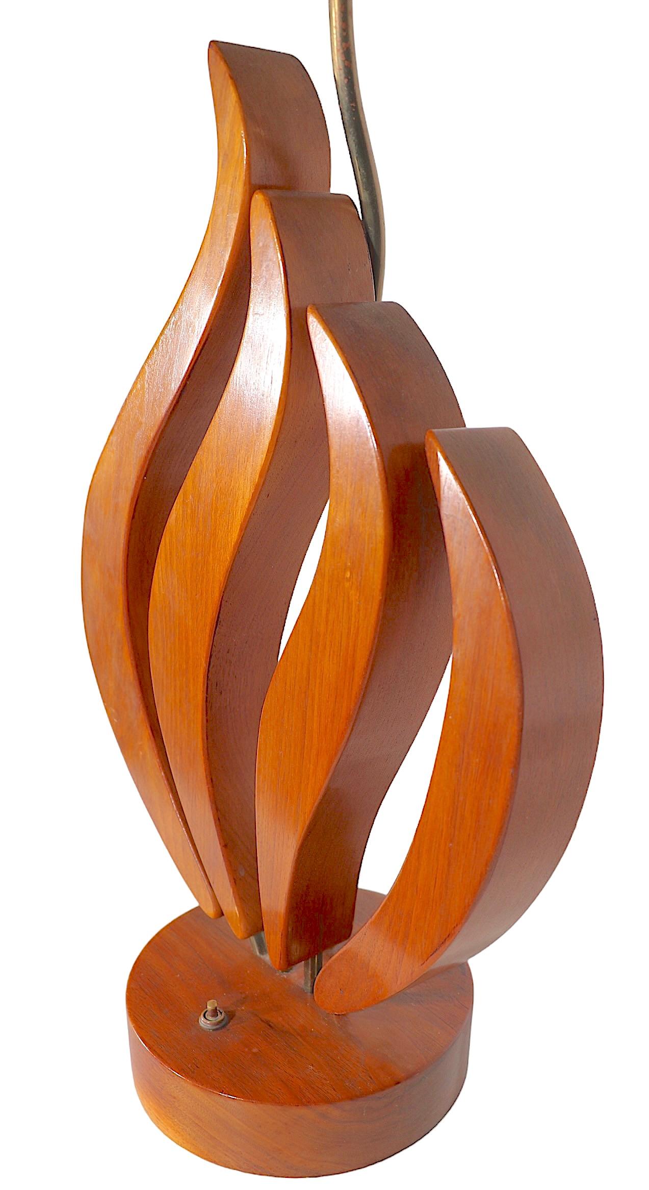 Mid Century Sculpted Wood Organic Form Table Lamp c 1950's  For Sale 9