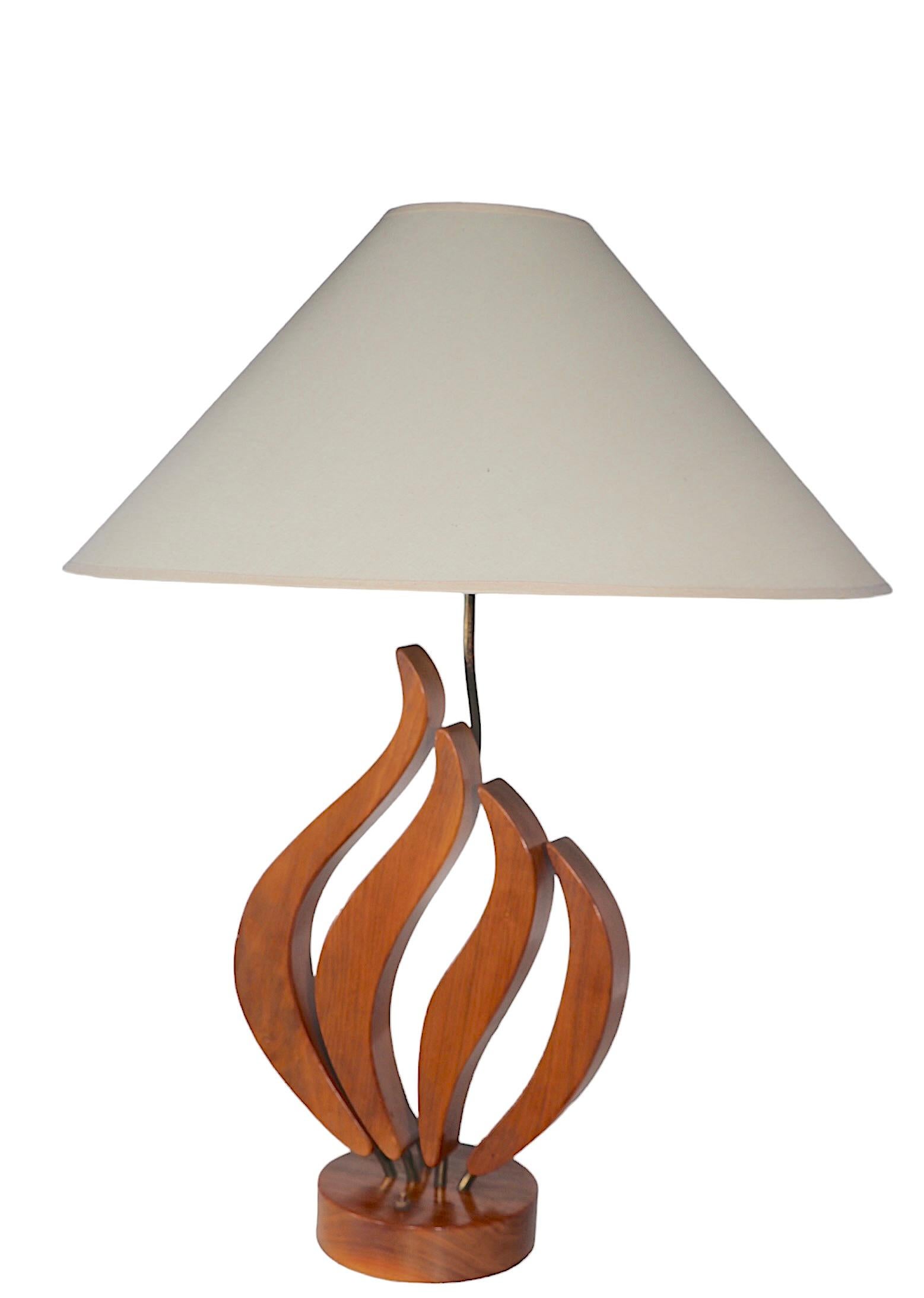 American Mid Century Sculpted Wood Organic Form Table Lamp c 1950's  For Sale