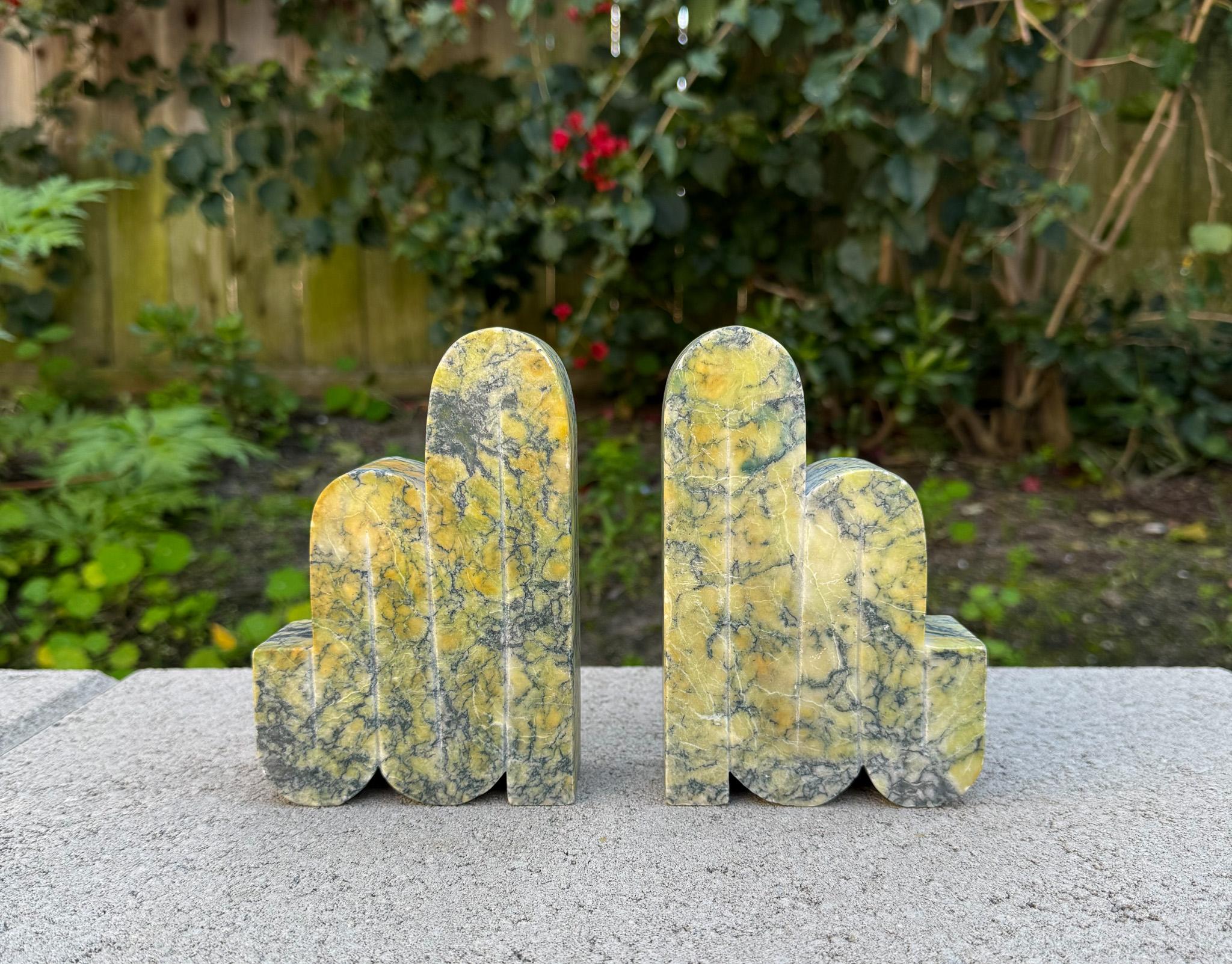 Mid Century Sculptural Alabaster Bookends, Italy, c.1960.