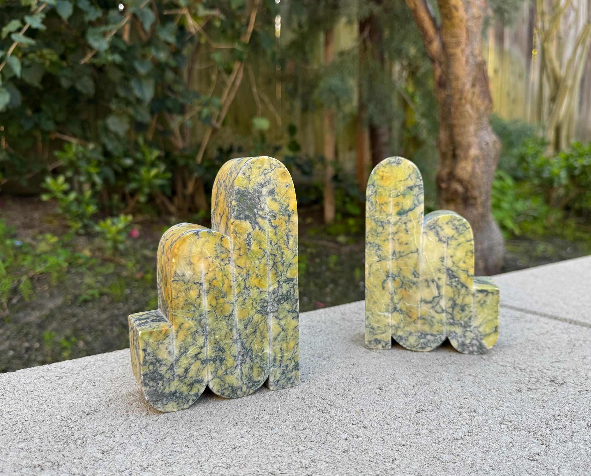 Mid-Century Modern Mid Century Sculptural Alabaster Bookends, Italy, c.1960 For Sale