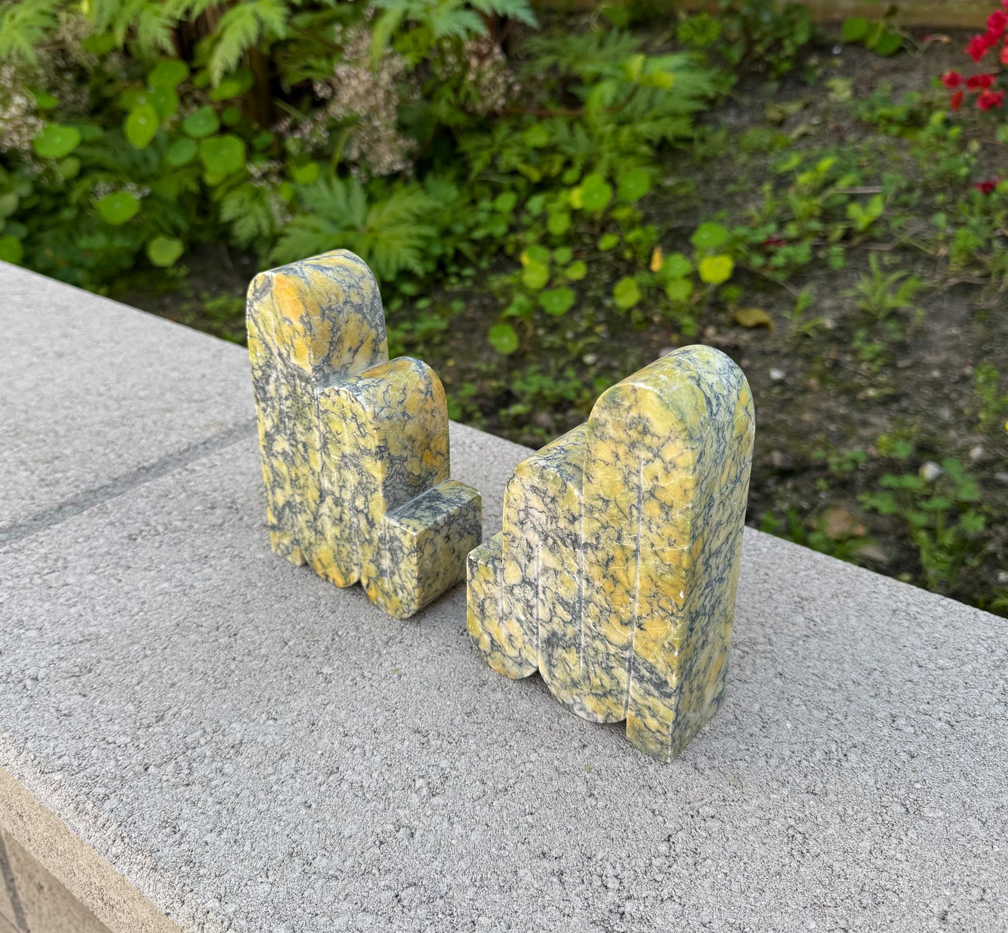 20th Century Mid Century Sculptural Alabaster Bookends, Italy, c.1960 For Sale