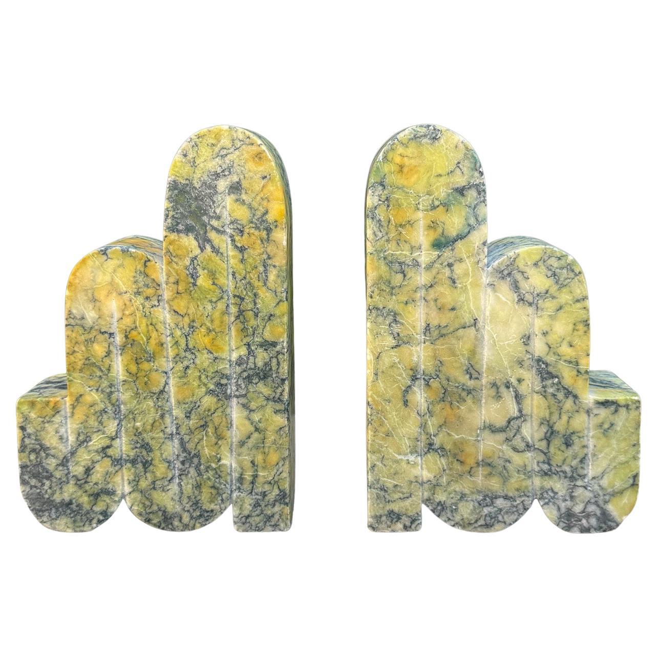 Mid Century Sculptural Alabaster Bookends, Italy, c.1960