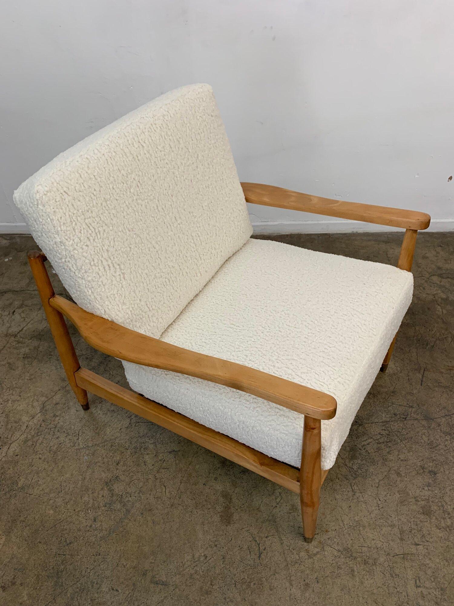 Mid Century Sculptural Alder Lounge Chair in Sherpa For Sale 11