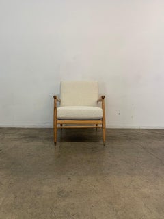 Mid Century Sculptural Alder Lounge Chair in Sherpa
