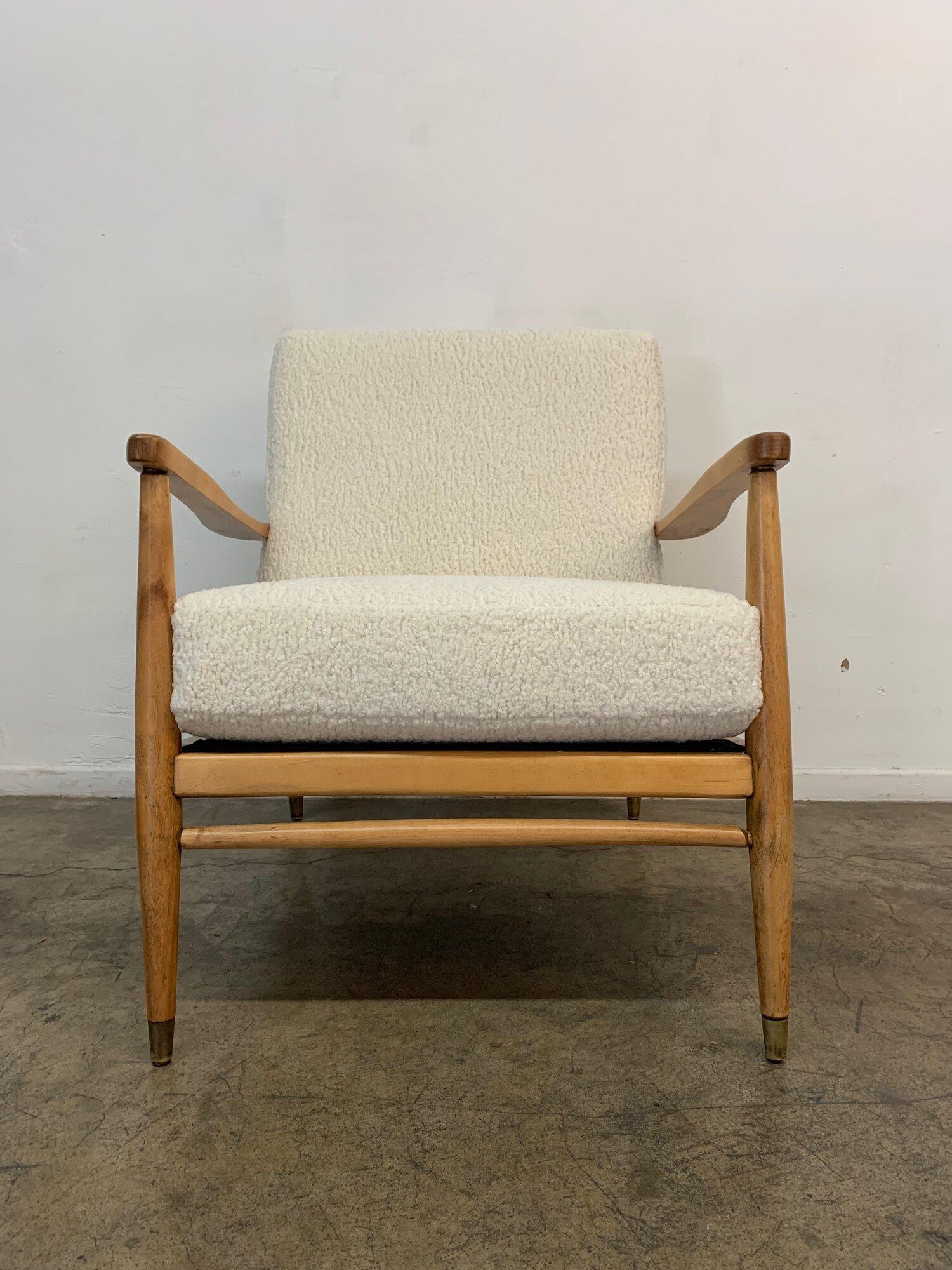 Mid-Century Modern Mid Century Sculptural Alder Lounge Chair in Sherpa For Sale
