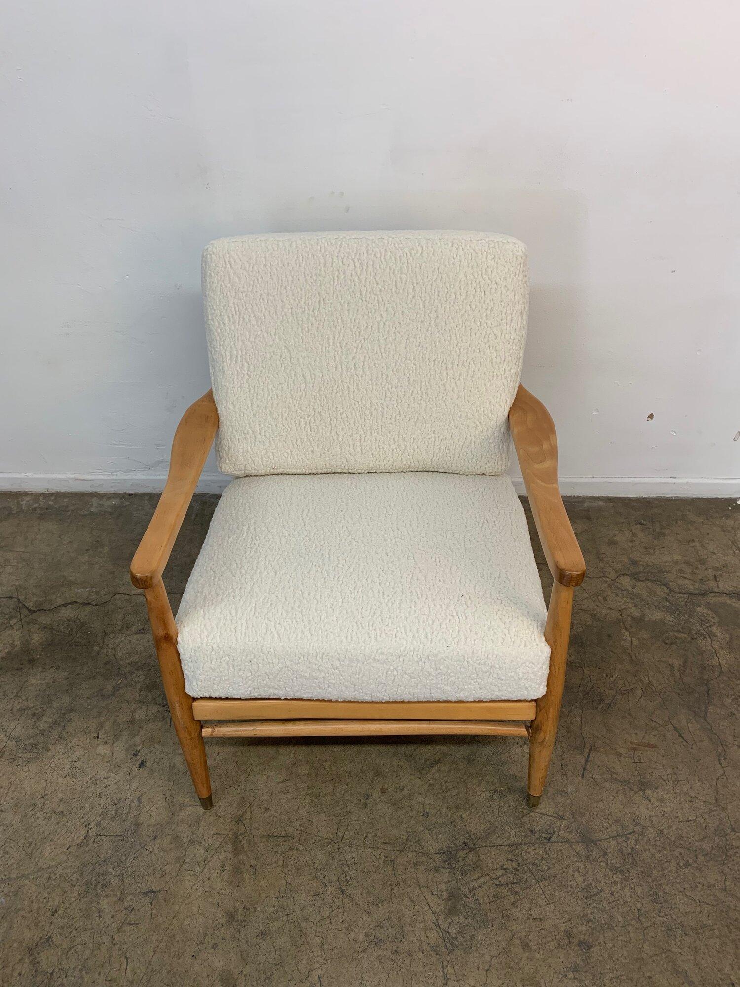 Mid Century Sculptural Alder Lounge Chair in Sherpa In Good Condition For Sale In Los Angeles, CA