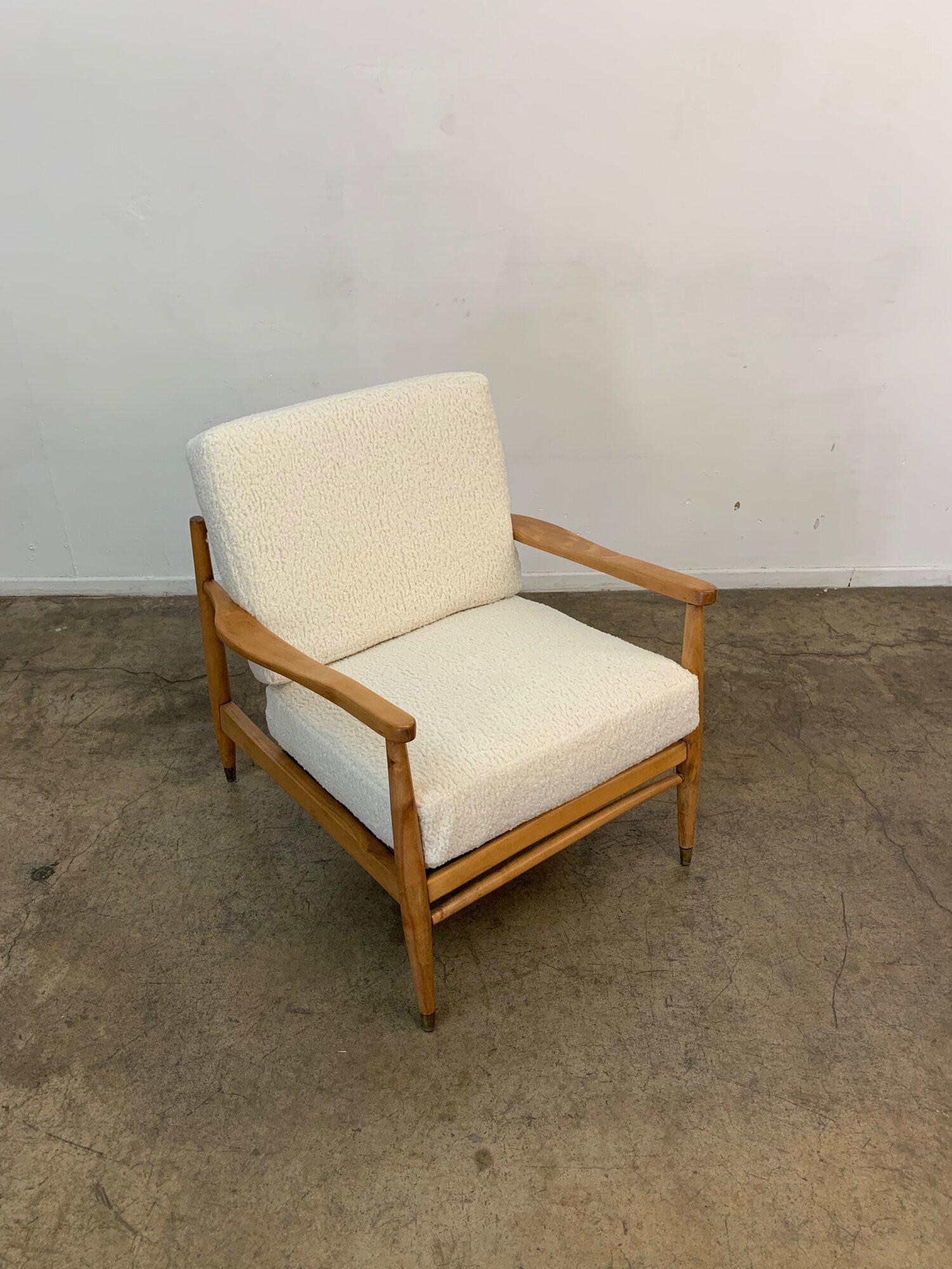 Mid-20th Century Mid Century Sculptural Alder Lounge Chair in Sherpa For Sale