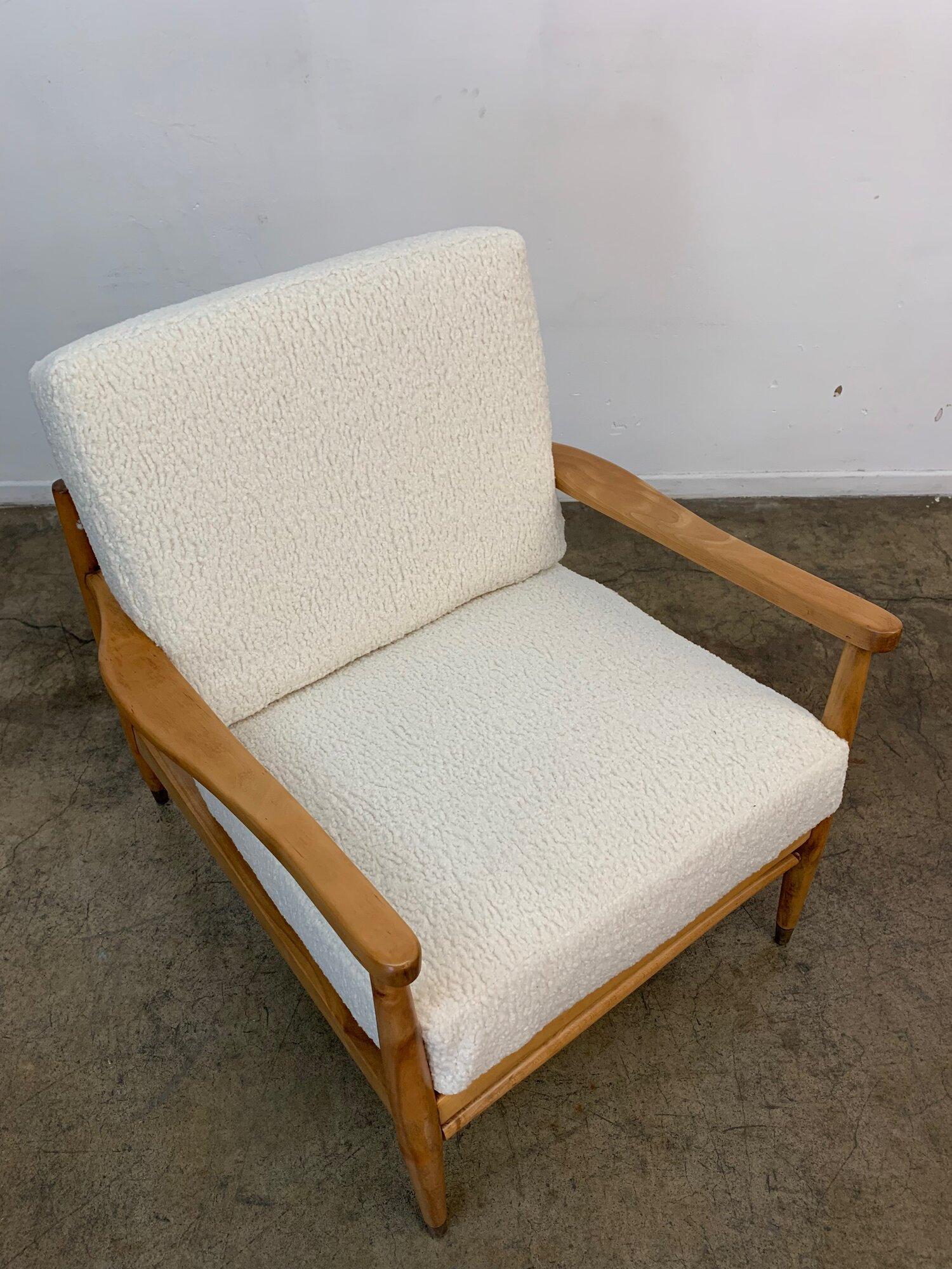 Mid Century Sculptural Alder Lounge Chair in Sherpa For Sale 2