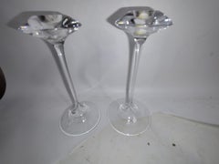 Mid-Century Sculptural Art Glass Candleholders by Kelly Engman for Kosta Boda