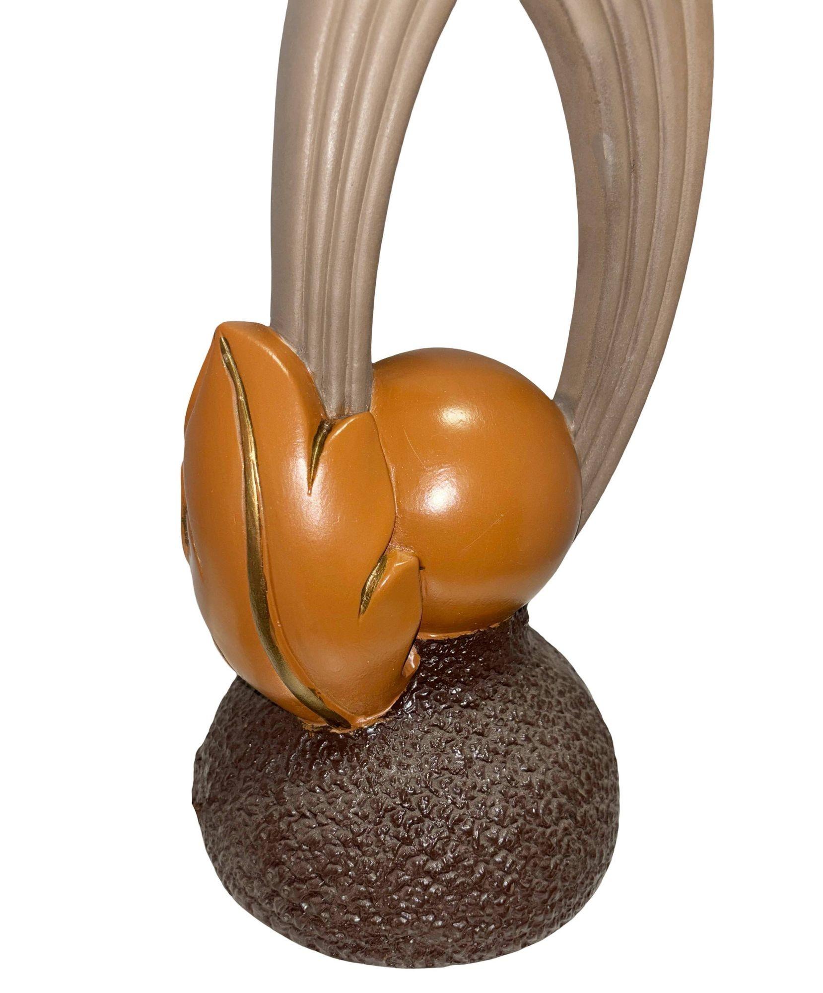 Milieu du XXe siècle Paire de lampes en poterie d'art sculpturale du milieu du siècle, vers les années 1950 en vente