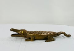 Mid-Century Sculptural Brass Crocodile Ash Tray or Box