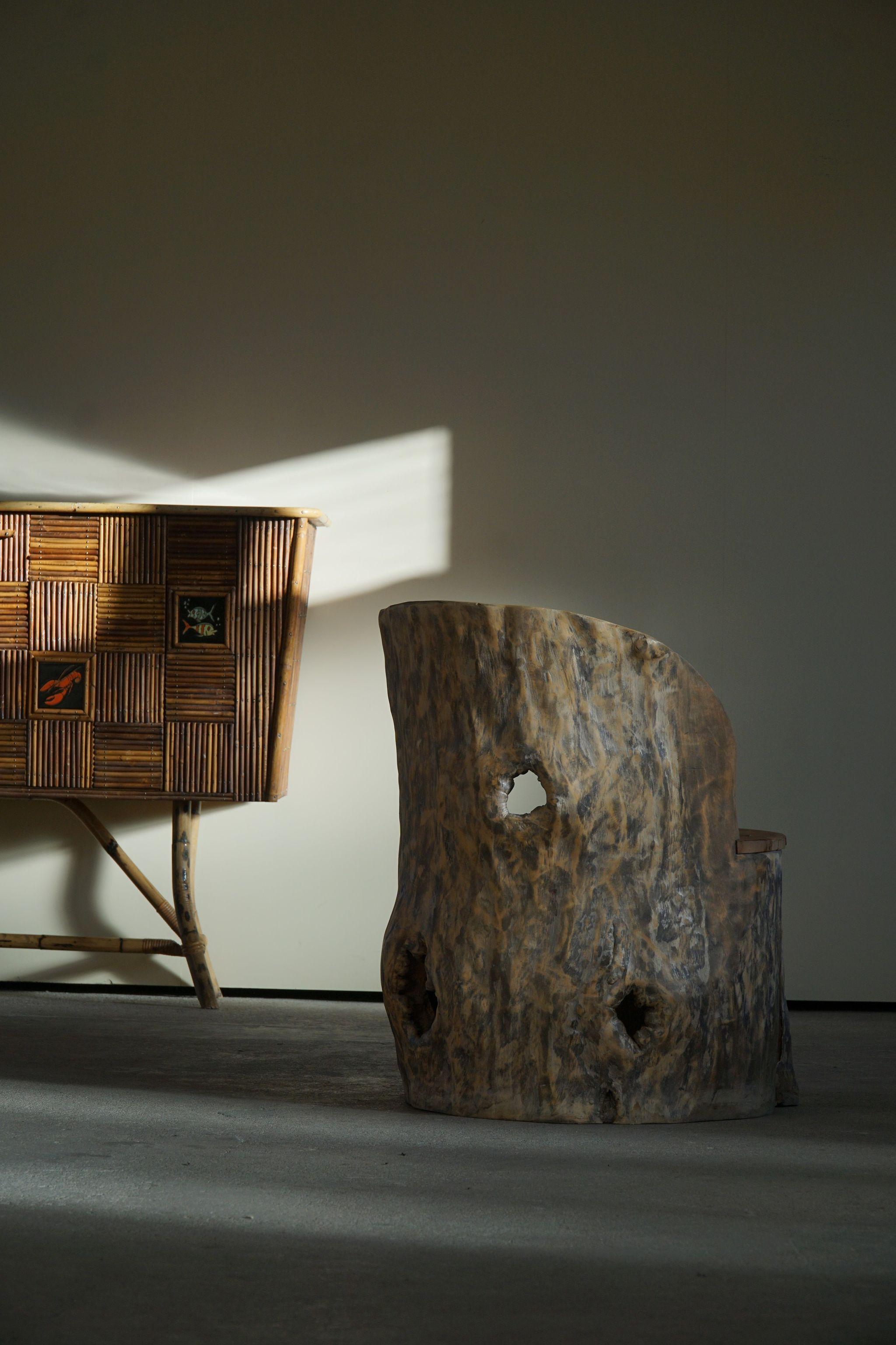 Mid-Century Sculptural Brutalist Norwegian Stump Chair in Solid Wood For Sale 5