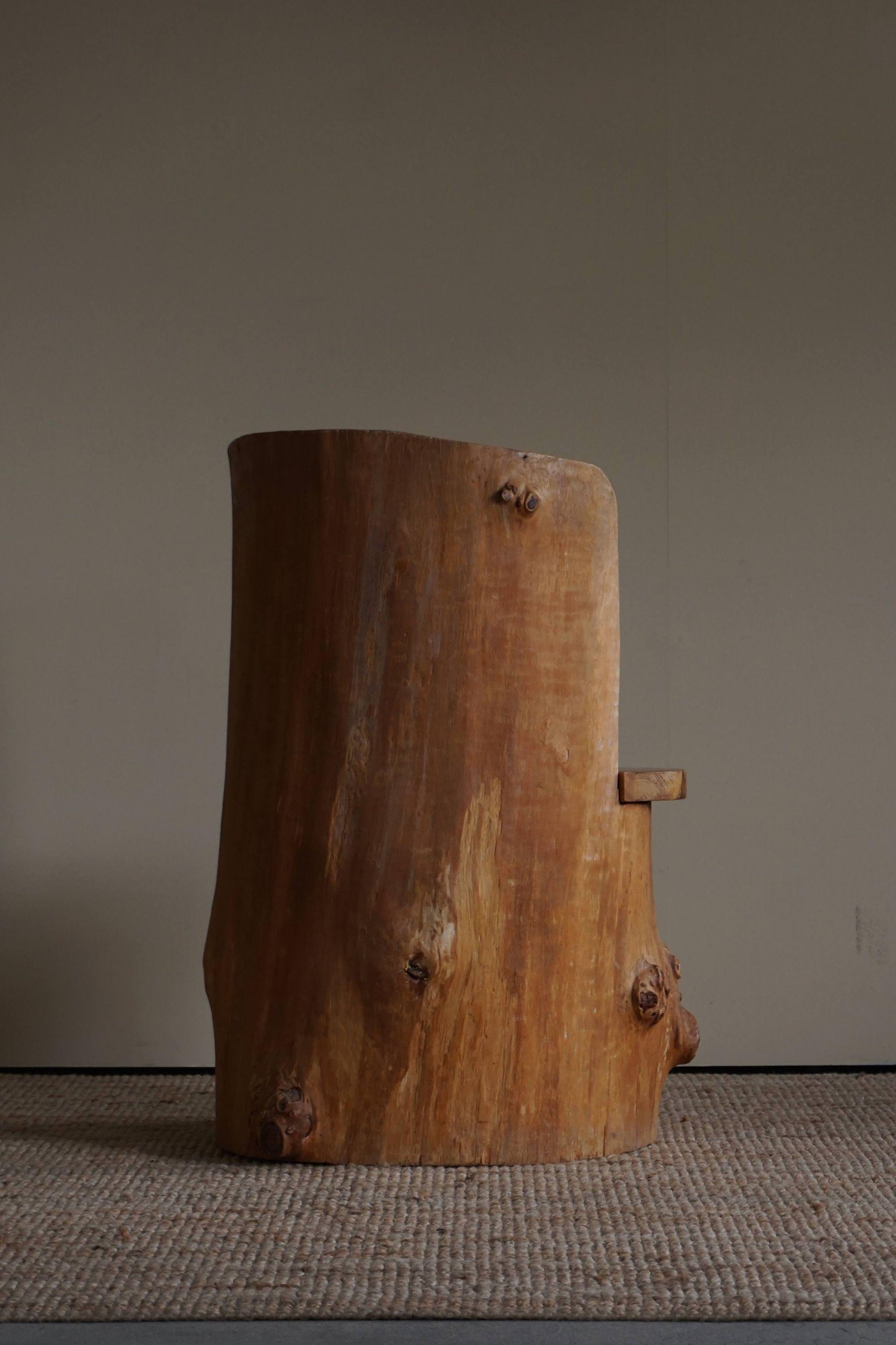 Mid-Century Sculptural Brutalist Swedish Stump Chair in Solid Pine  For Sale 2