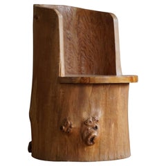Mid-Century Sculptural Brutalist Swedish Stump Chair in Solid Pine