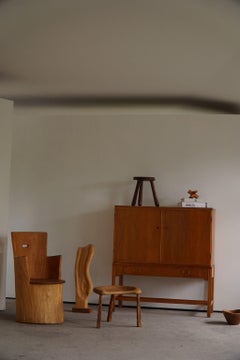 Silla Brutalista de Tallado Escultural de Mitad de Siglo en Pino Macizo, Sueca, 1960