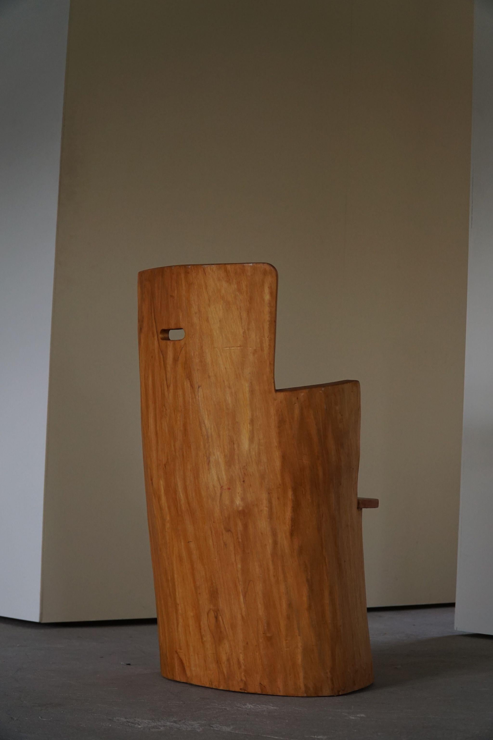 Danish Mid Century Sculptural Carved Brutalist Stump Chair in Solid Pine, Swedish, 1960 For Sale