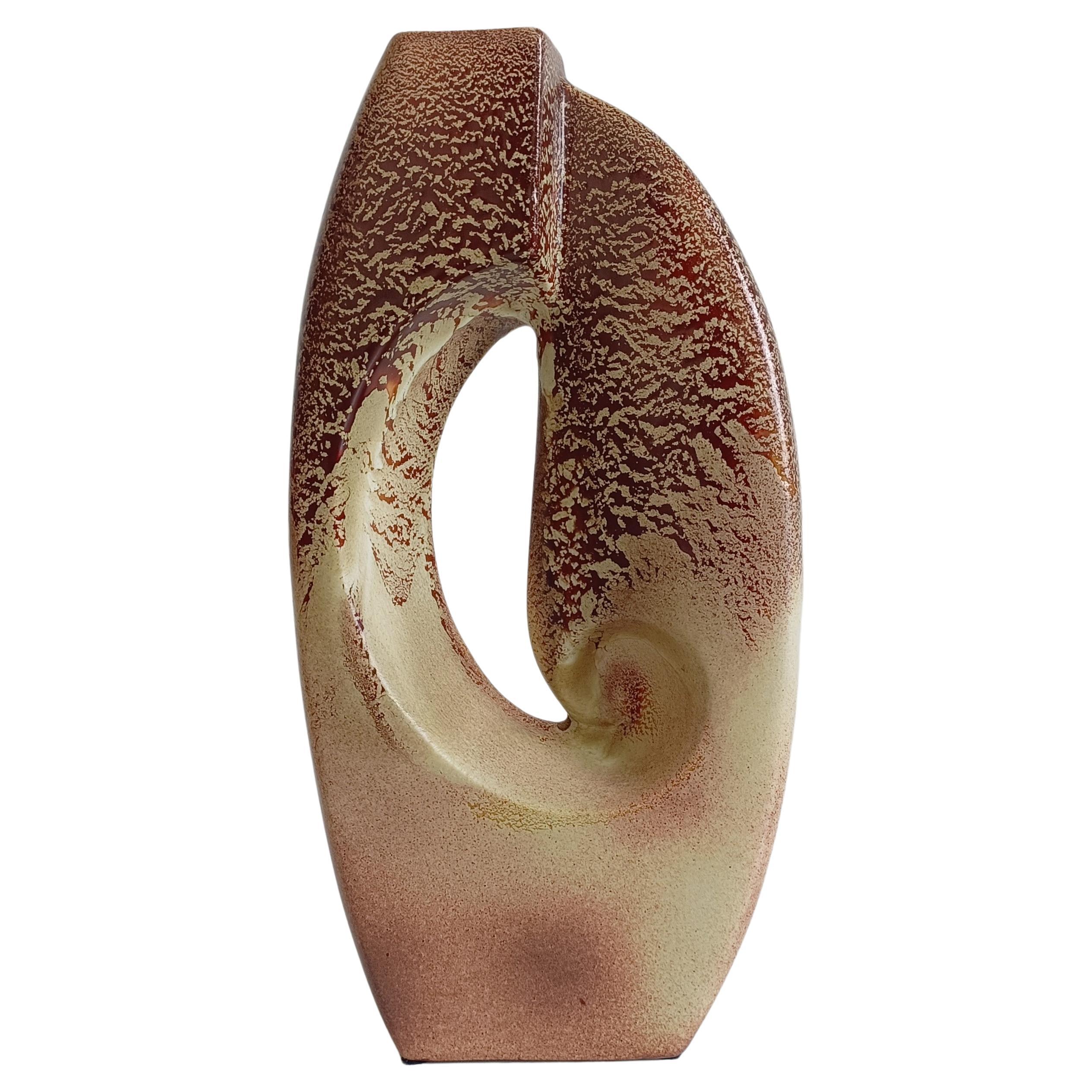 Mid-Century Sculptural Ceramic Vase by Roberto Rigon for Bertoncello, Italy en vente