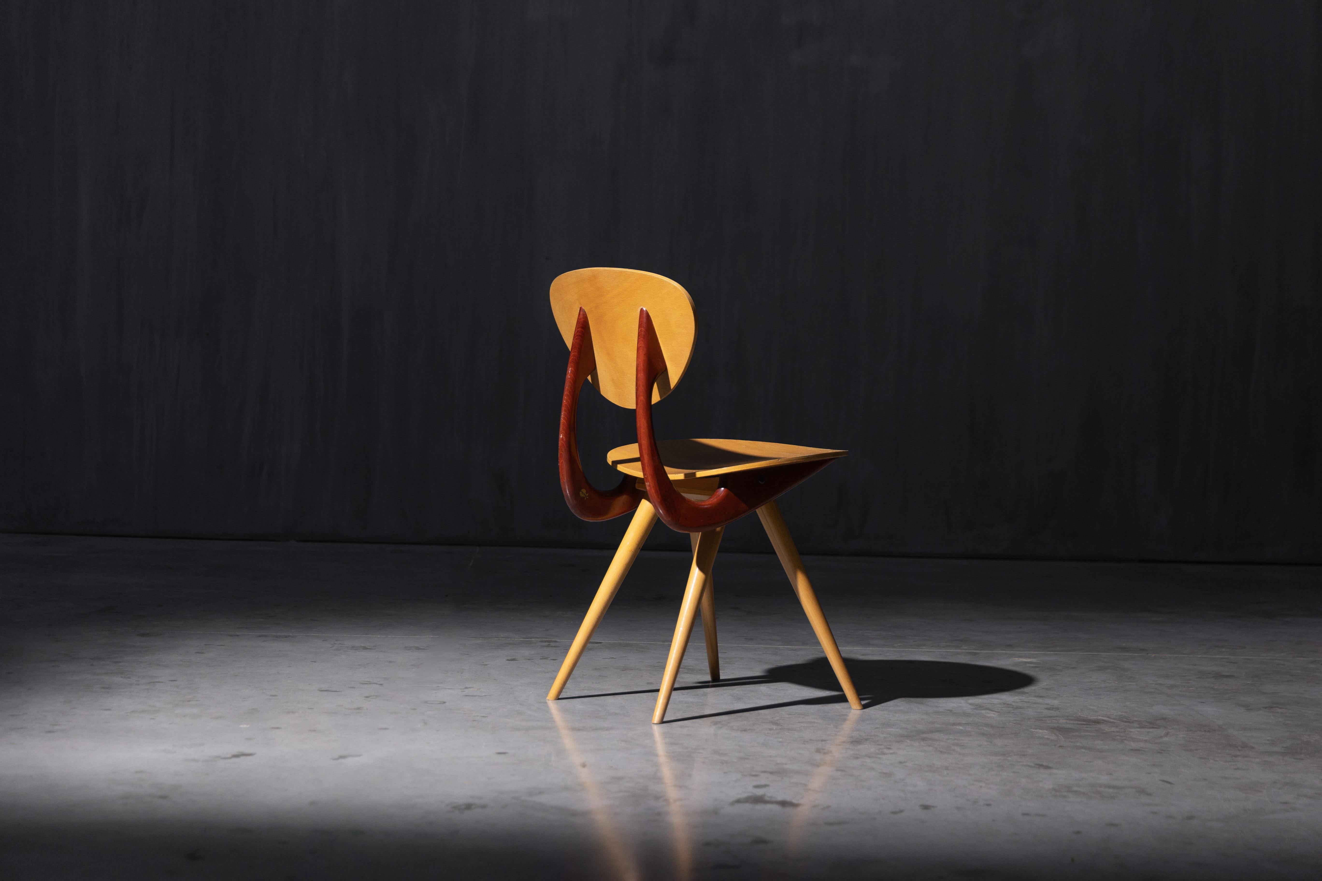 Mid-20th Century Mid-Century Sculptural Chairs by Stella, France, 1950s For Sale