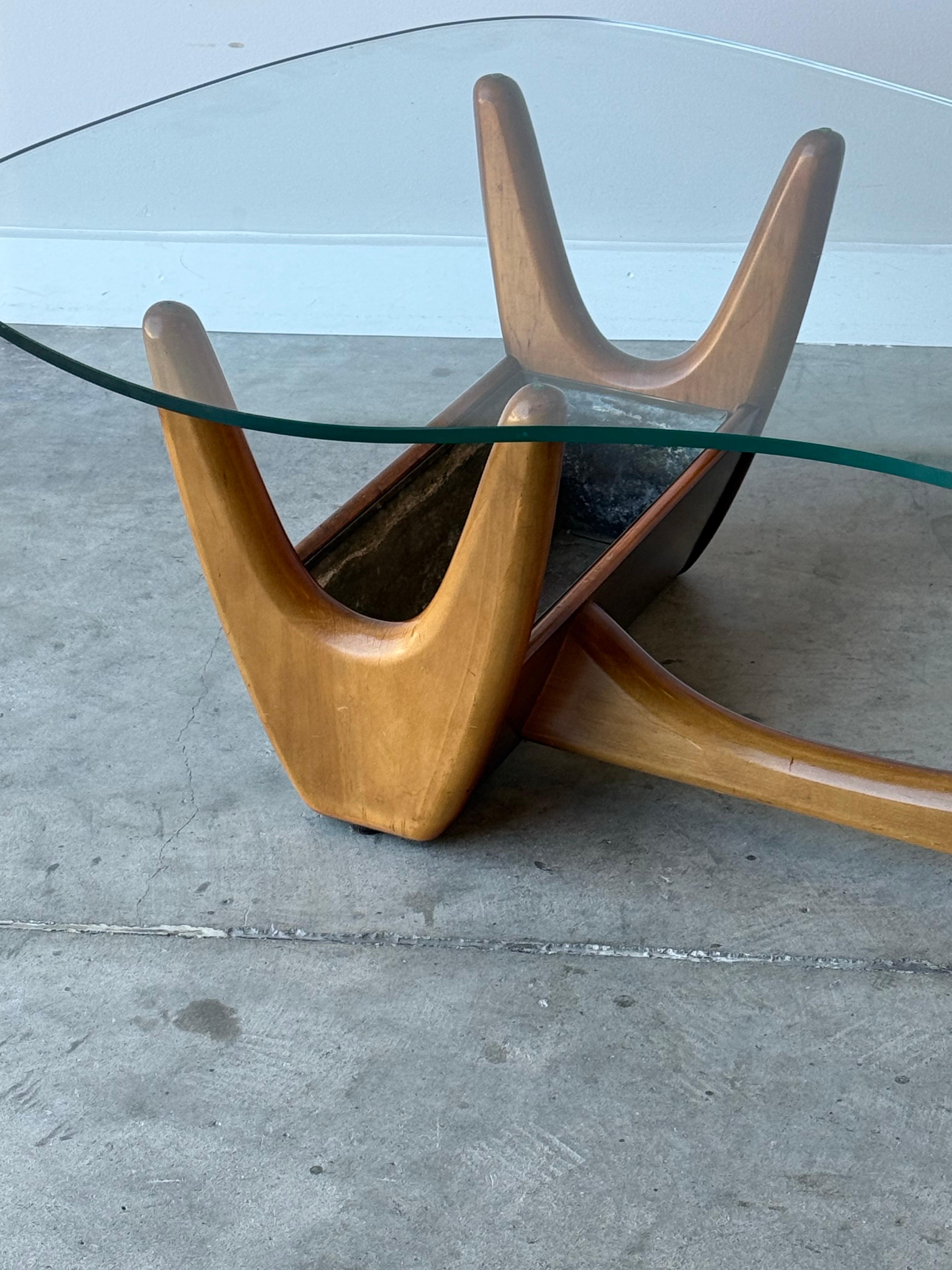 Mid-Century Sculptural Coffee Table with Planter 4