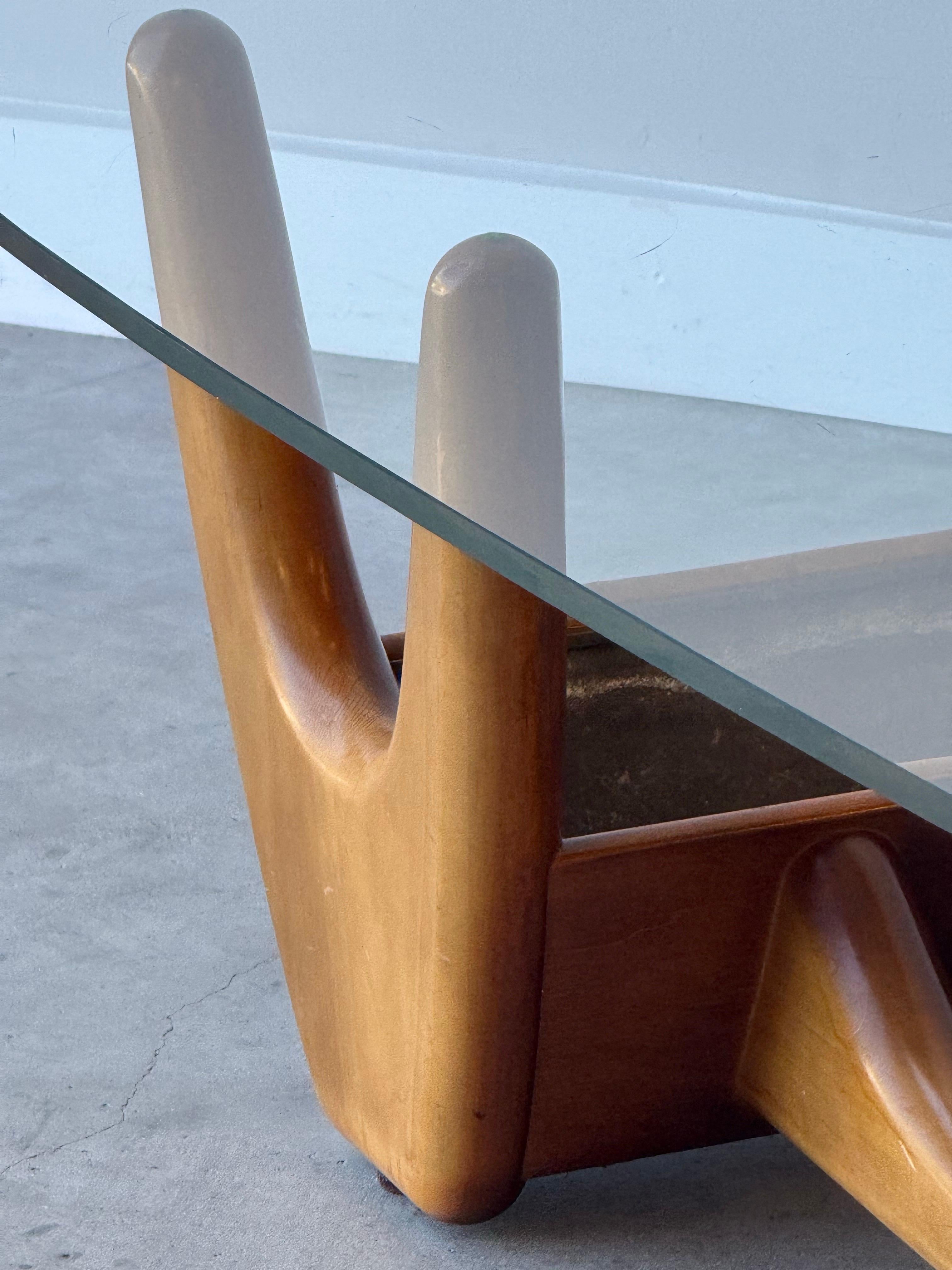 Mid-Century Sculptural Coffee Table with Planter In Good Condition In Raleigh, NC