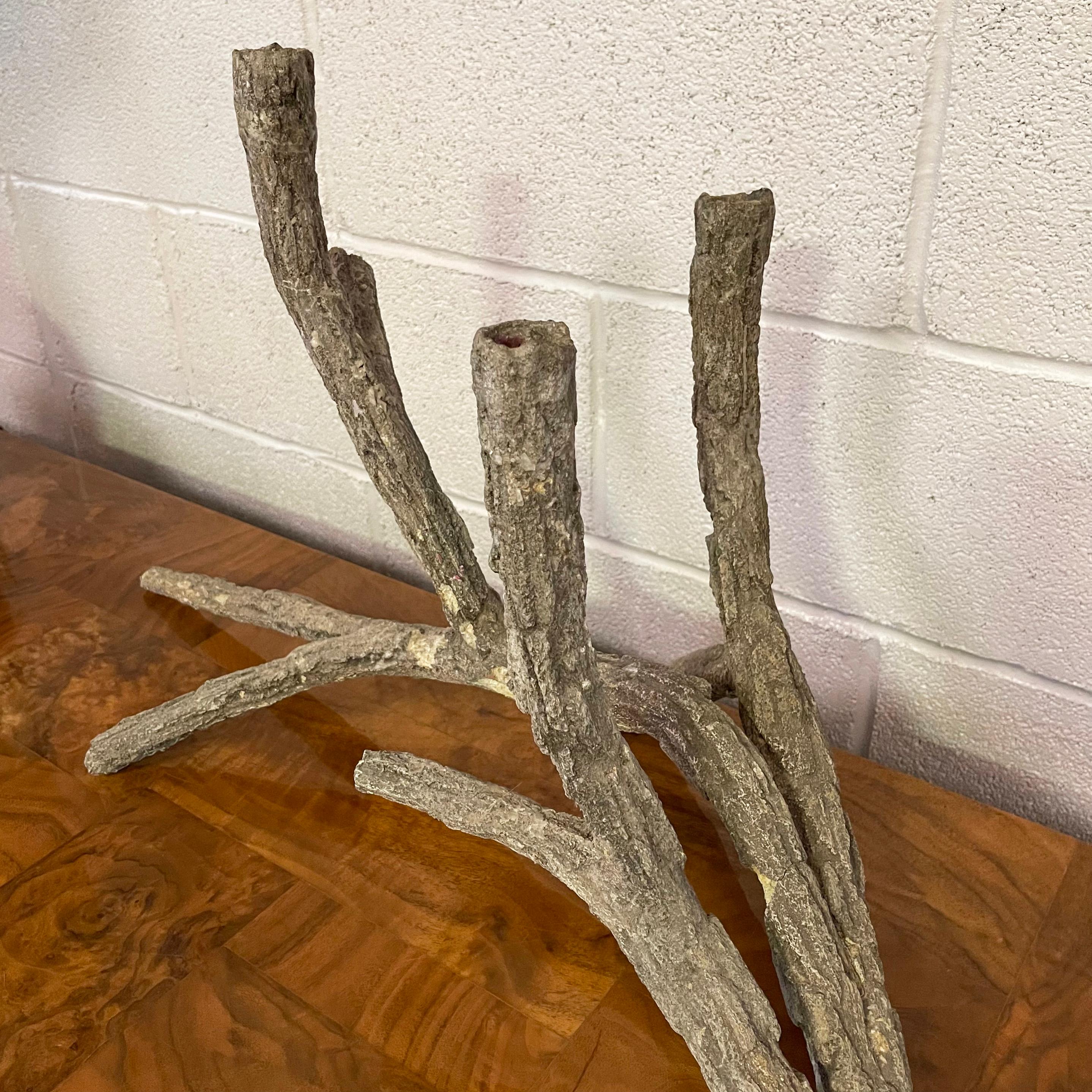 Mid-Century Sculptural Concrete Driftwood Branch Candelabra For Sale 3