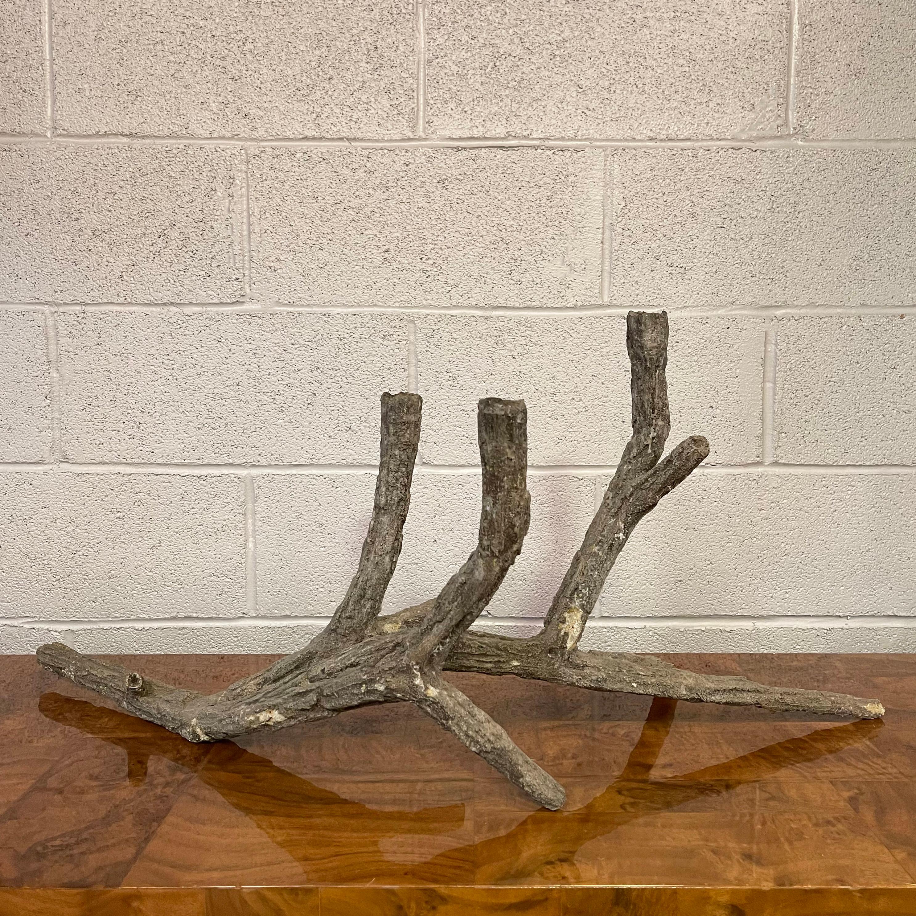 Mid-Century Sculptural Concrete Driftwood Branch Candelabra In Good Condition For Sale In Brooklyn, NY