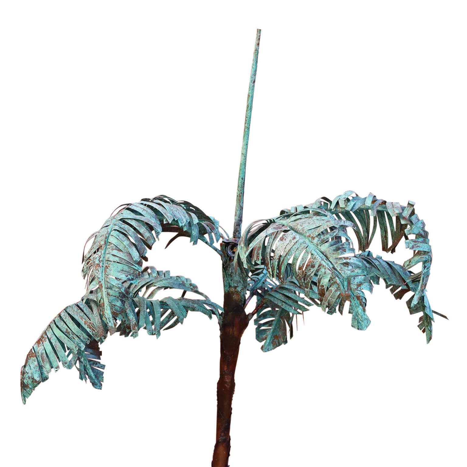 Italian Mid-Century Sculptural Copper Palm Tree Floor Lamp For Sale