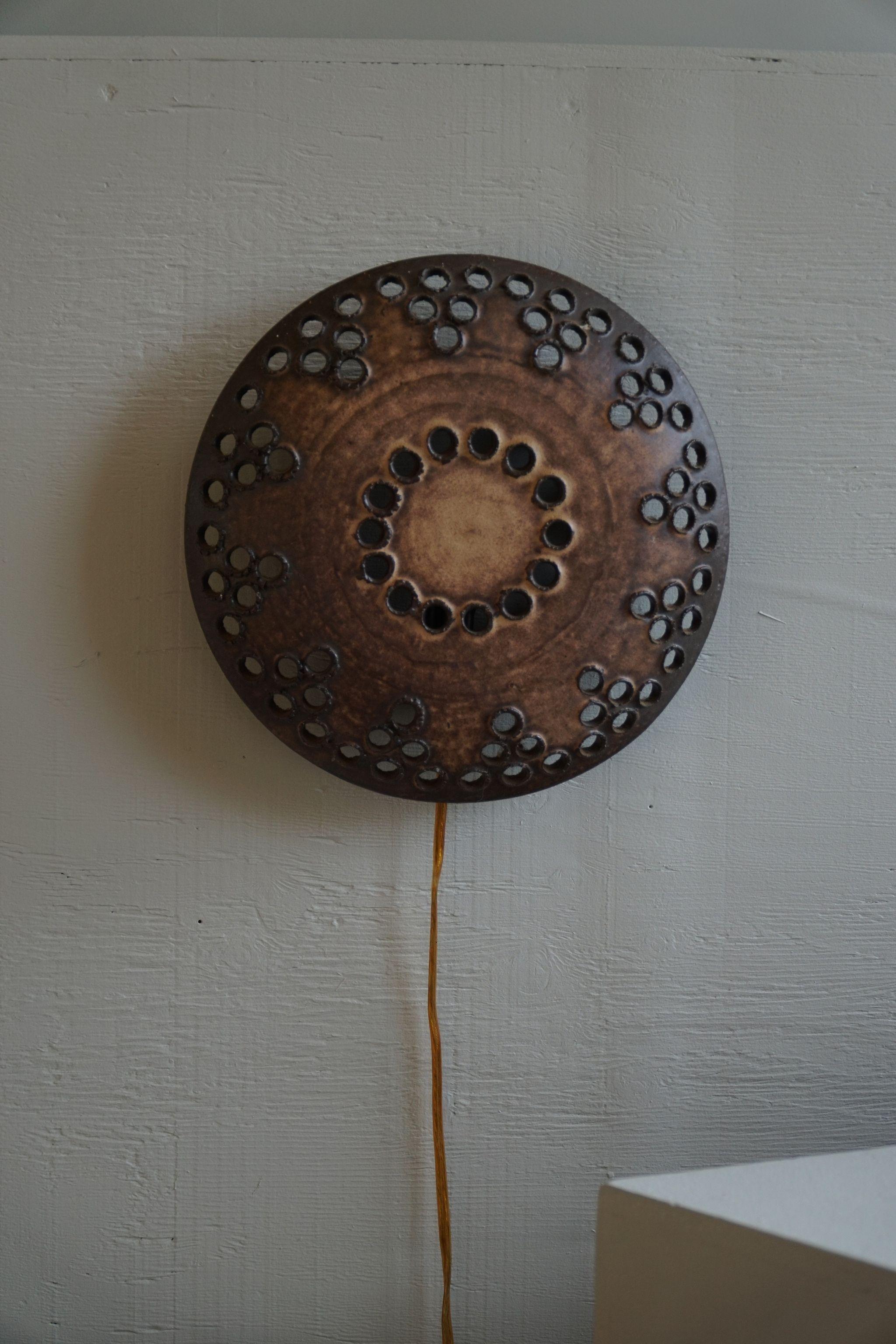 20th Century Mid-Century Sculptural Danish Ceramic Wall Sconce, Made by Axella, 1970s
