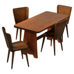 Skulpturales Esstischset aus Kiefer von Göran Malmvall, Schweden, 1940er Jahre