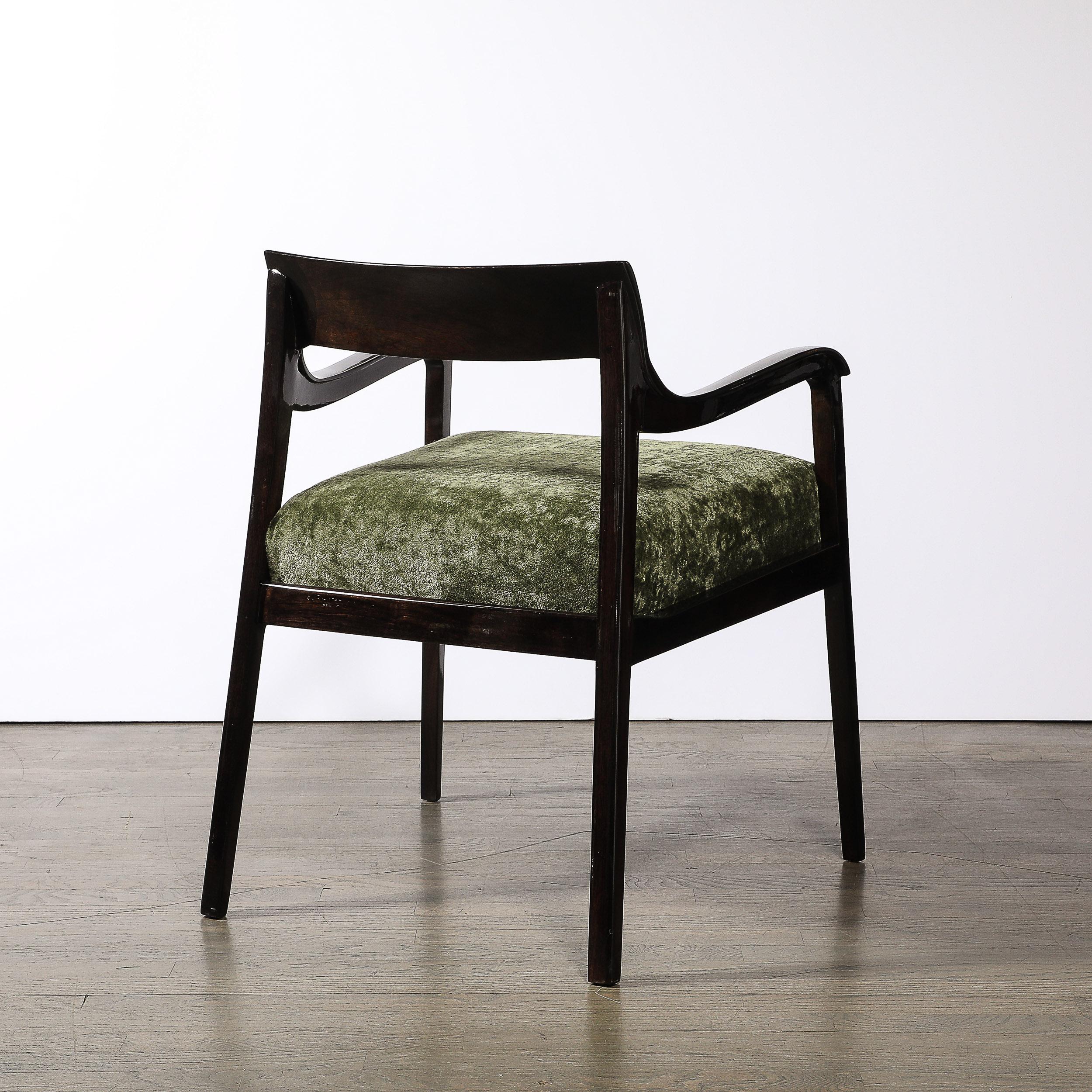 Mid-Century Sculptural Ebonized Walnut & Holly Hunt Upholstery Arm Chairs 4