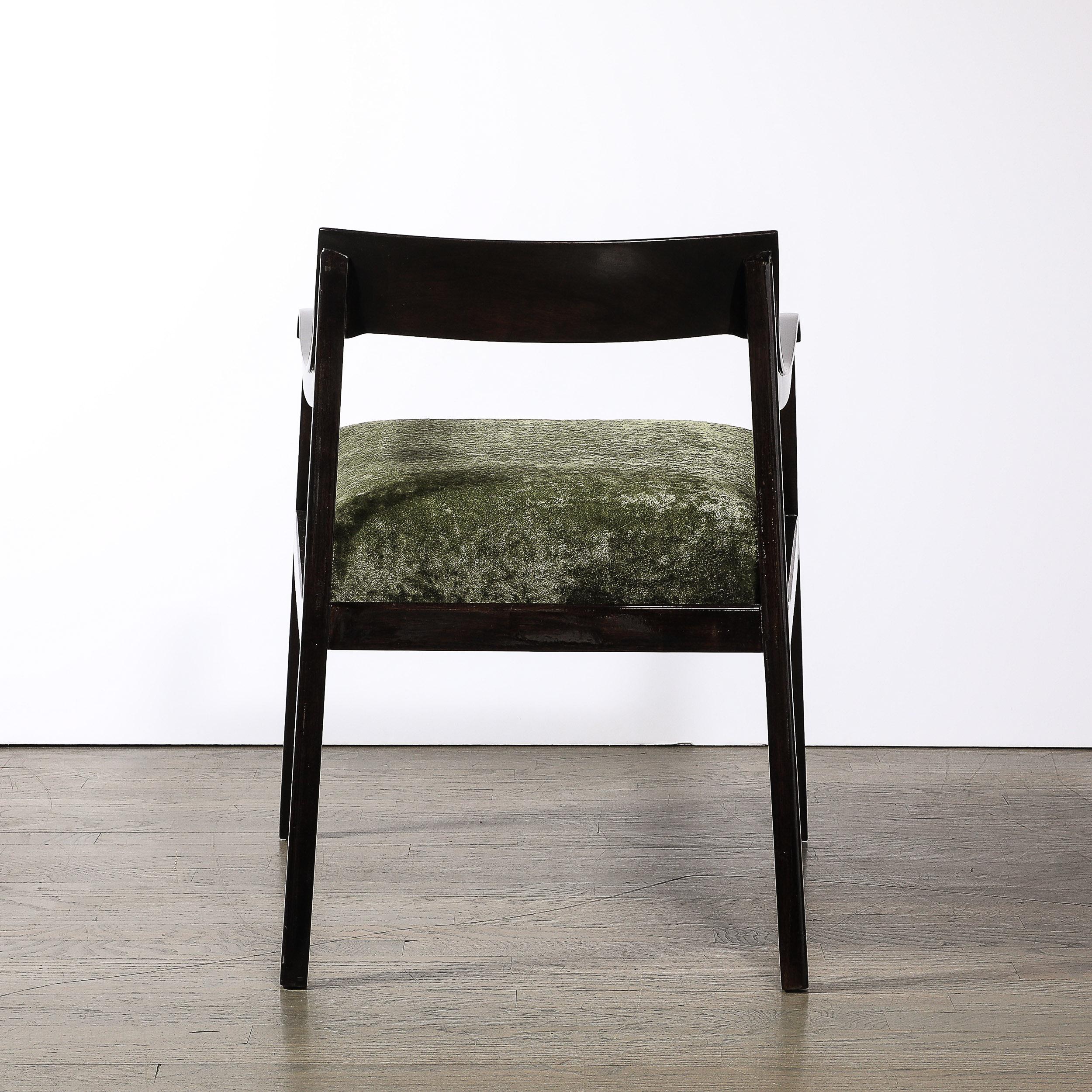 Mid-Century Sculptural Ebonized Walnut & Holly Hunt Upholstery Arm Chairs 5