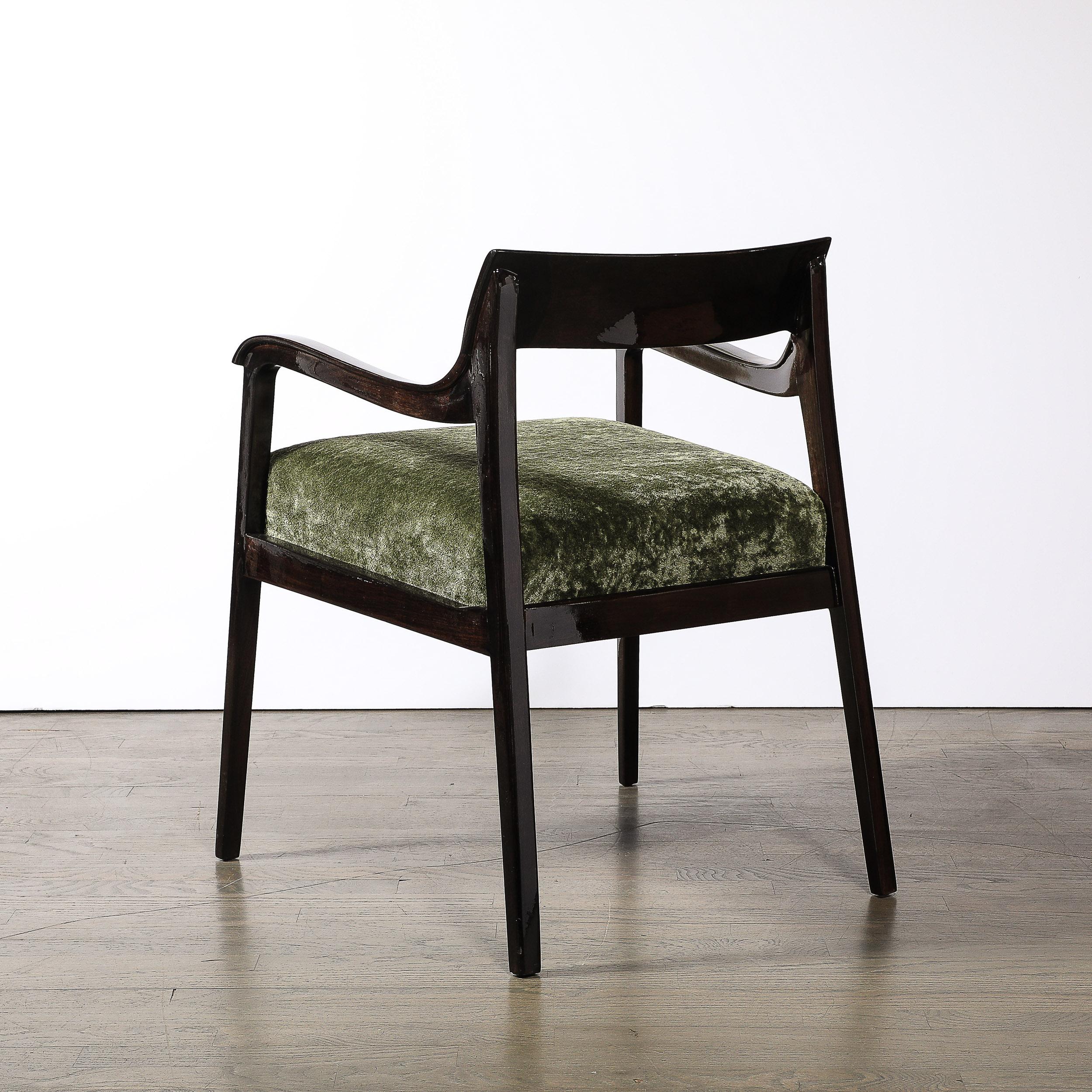Mid-Century Sculptural Ebonized Walnut & Holly Hunt Upholstery Arm Chairs 6