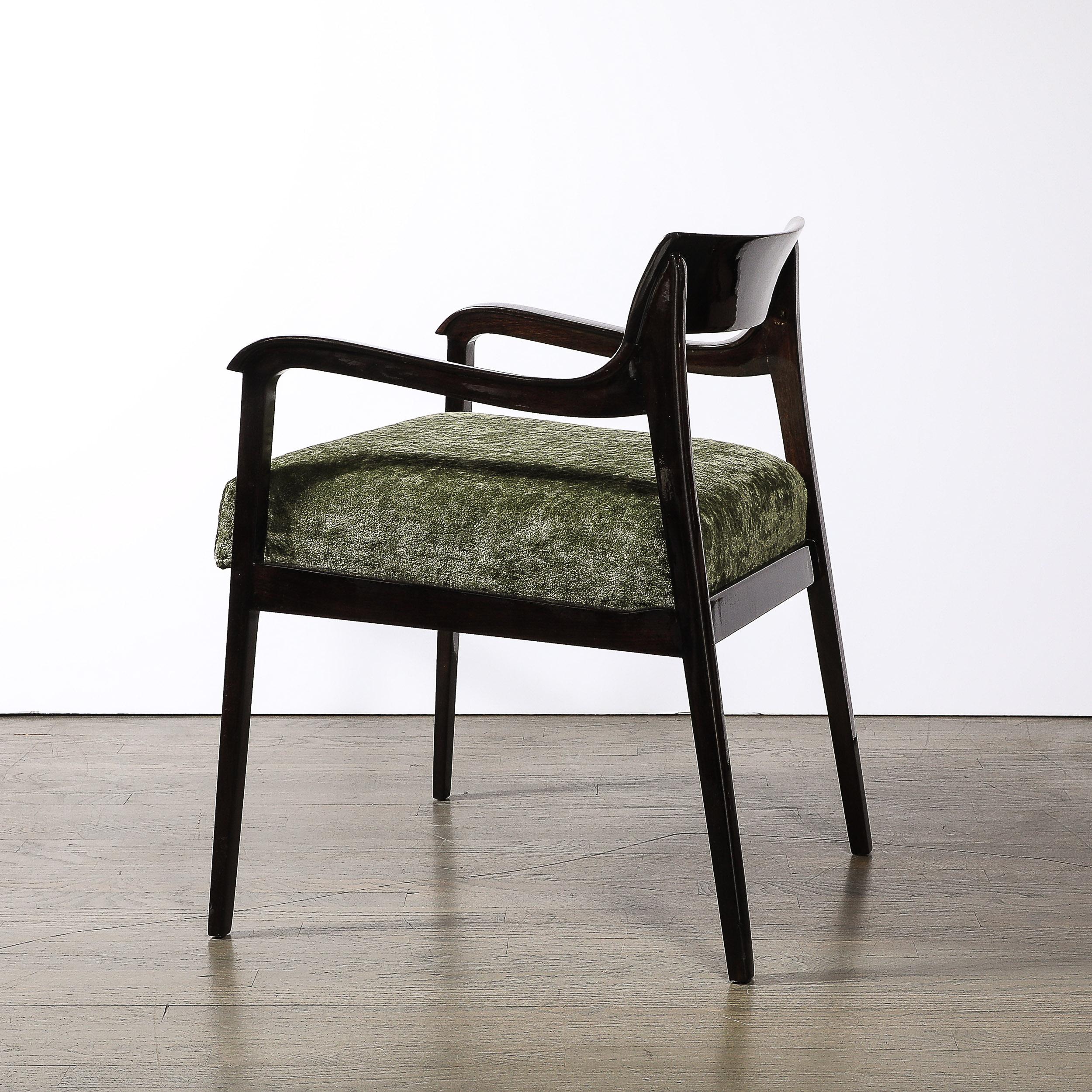 Mid-Century Sculptural Ebonized Walnut & Holly Hunt Upholstery Arm Chairs 7