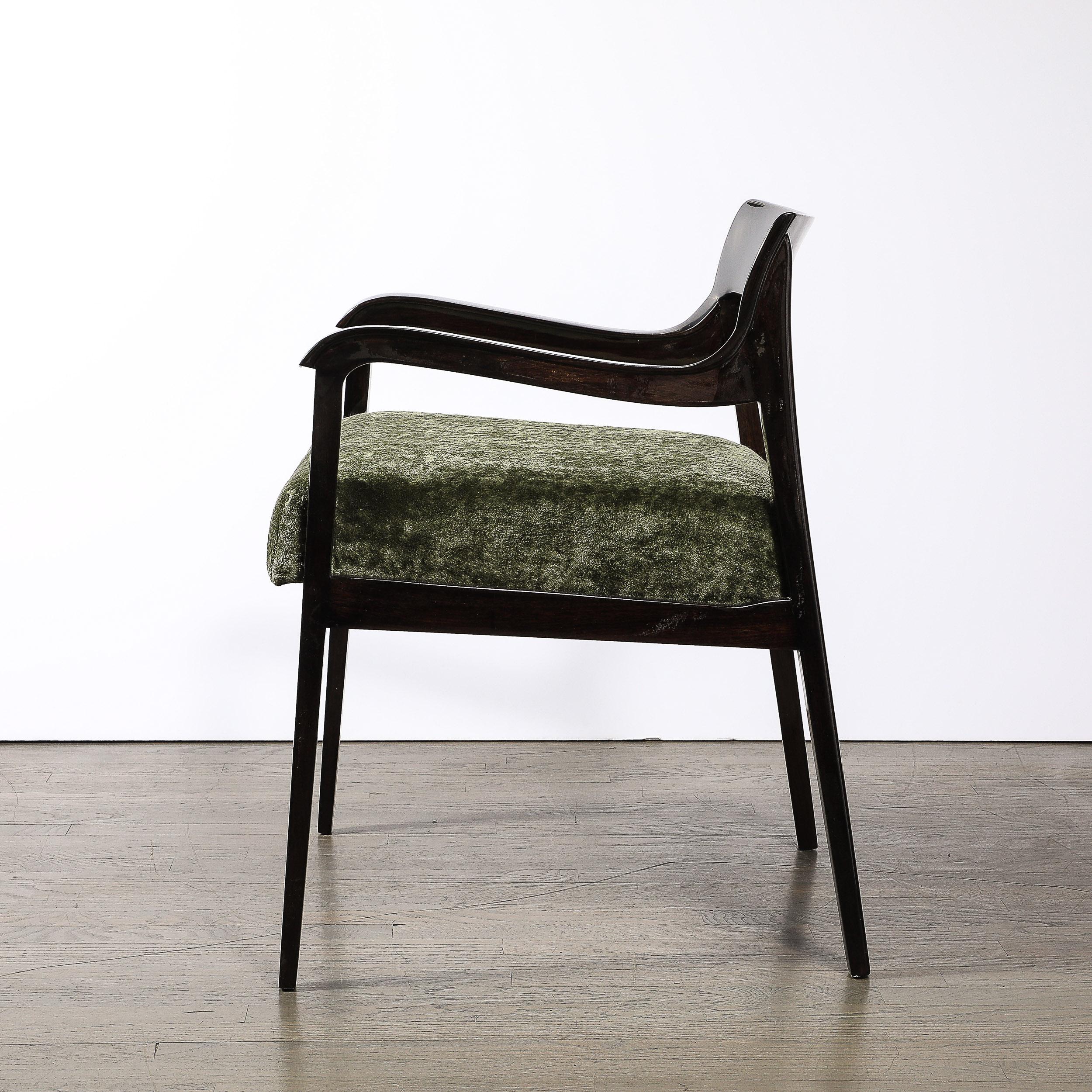 Mid-Century Sculptural Ebonized Walnut & Holly Hunt Upholstery Arm Chairs 8