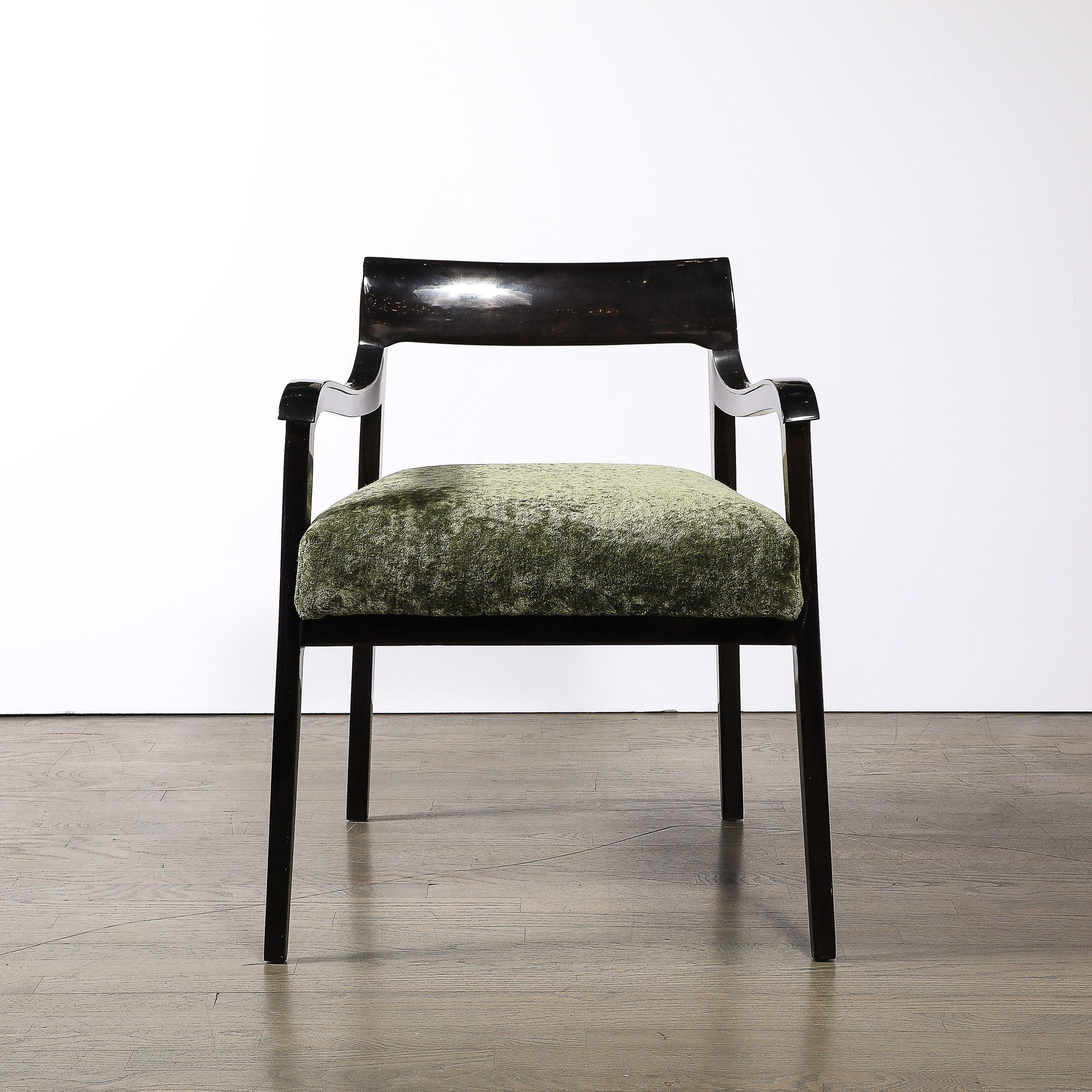 Mid-Century Modern Mid-Century Sculptural Ebonized Walnut & Holly Hunt Upholstery Arm Chairs