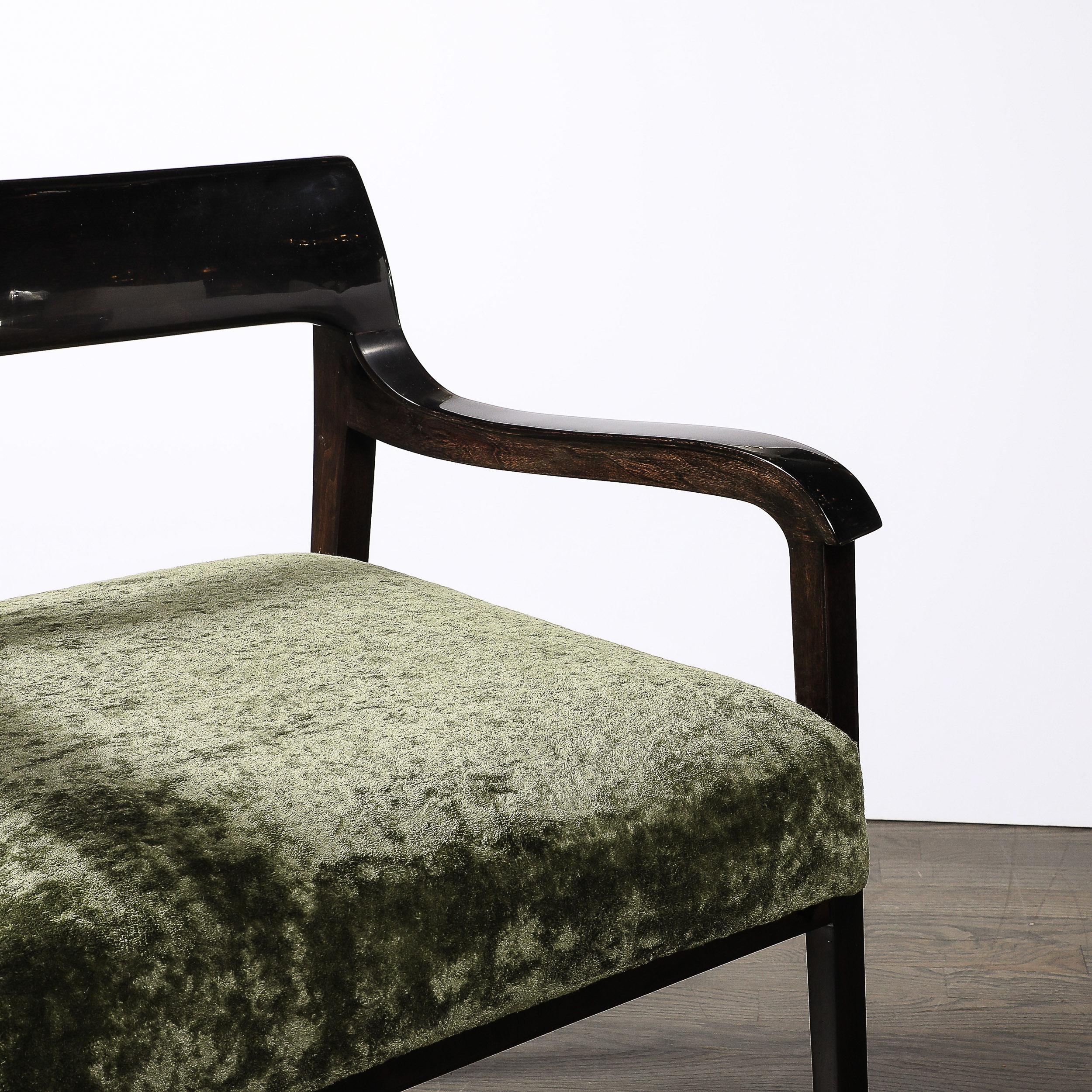 Mid-Century Sculptural Ebonized Walnut & Holly Hunt Upholstery Arm Chairs In Excellent Condition In New York, NY