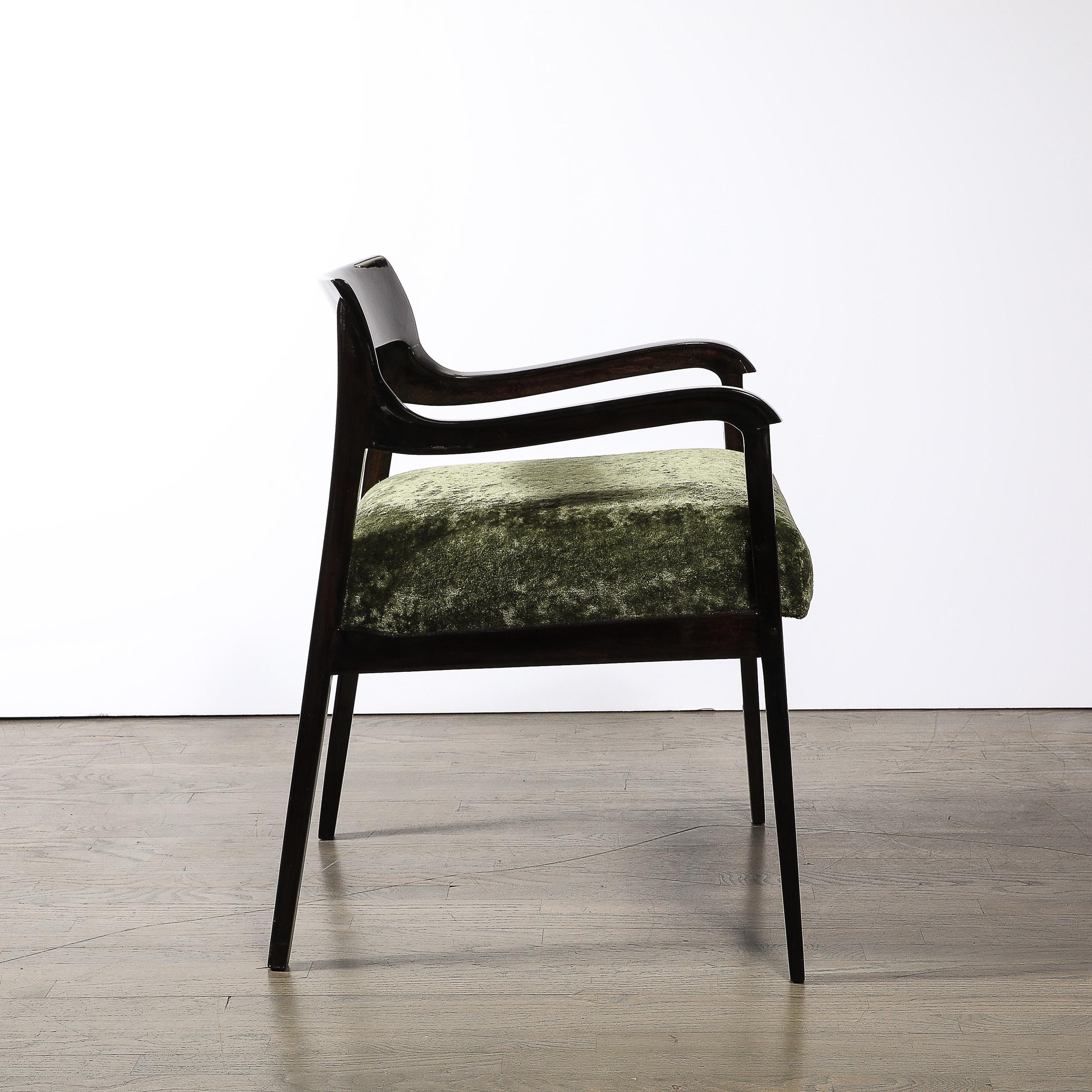 Mid-20th Century Mid-Century Sculptural Ebonized Walnut & Holly Hunt Upholstery Arm Chairs