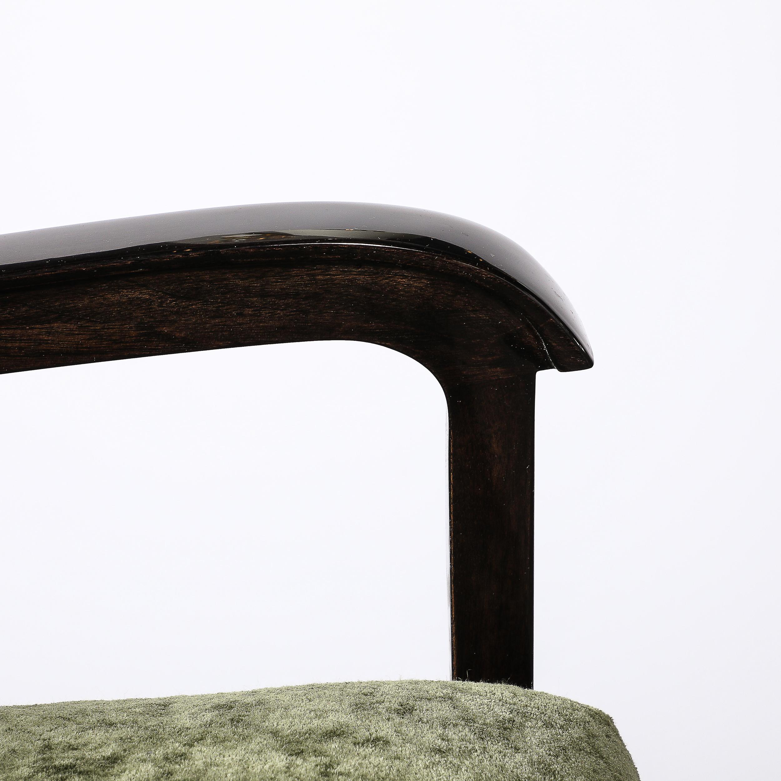 Mid-Century Sculptural Ebonized Walnut & Holly Hunt Upholstery Arm Chairs 1