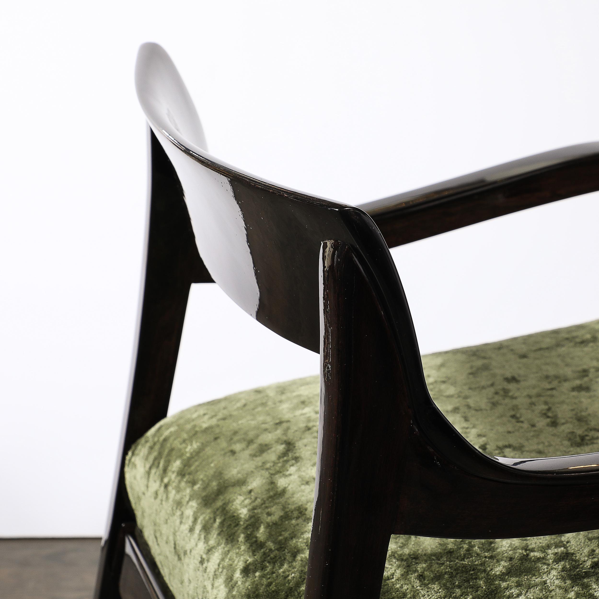 Mid-Century Sculptural Ebonized Walnut & Holly Hunt Upholstery Arm Chairs 2