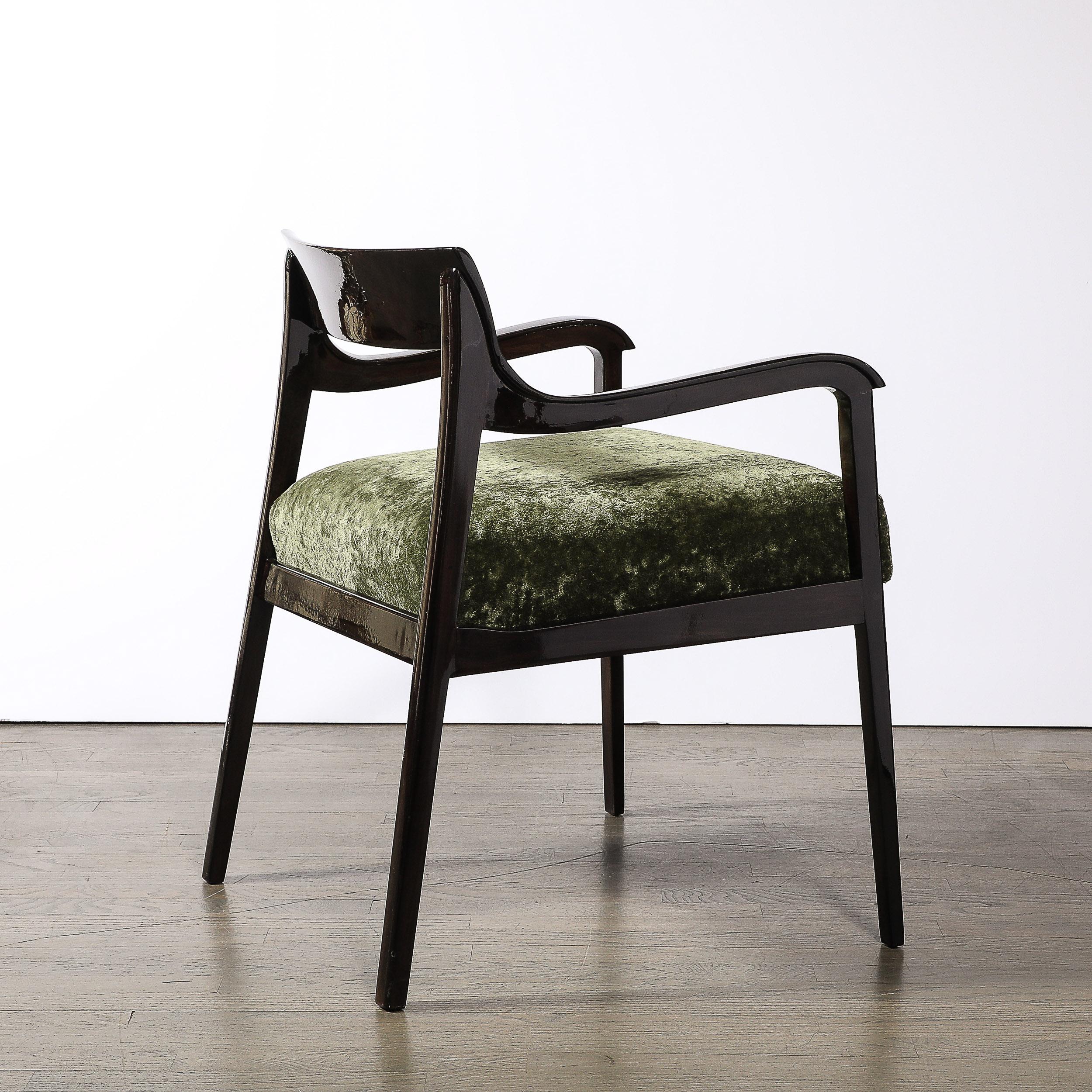 Mid-Century Sculptural Ebonized Walnut & Holly Hunt Upholstery Arm Chairs 3