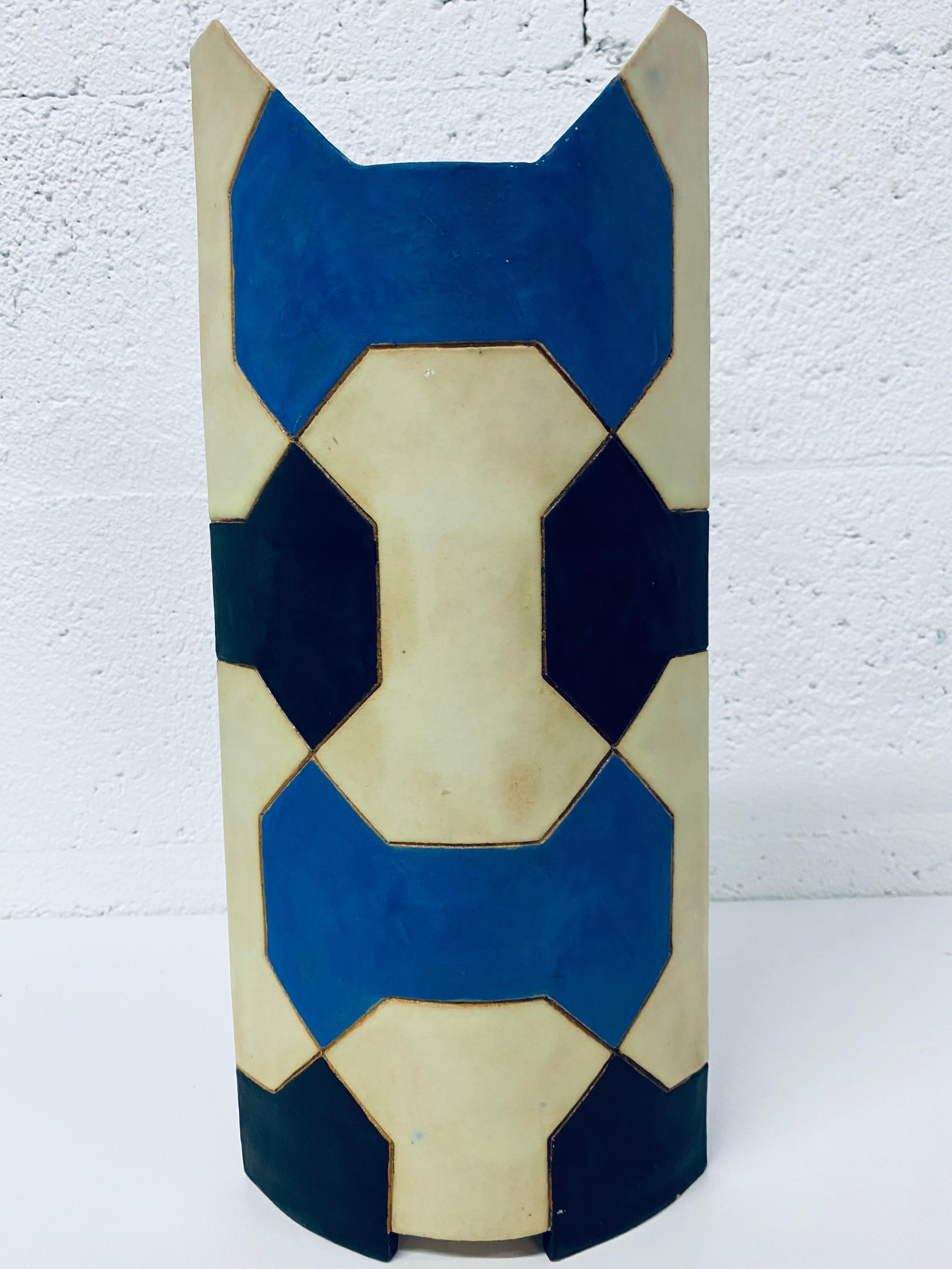 Midcentury Sculptural Geometric Vase Signed by Artist 3