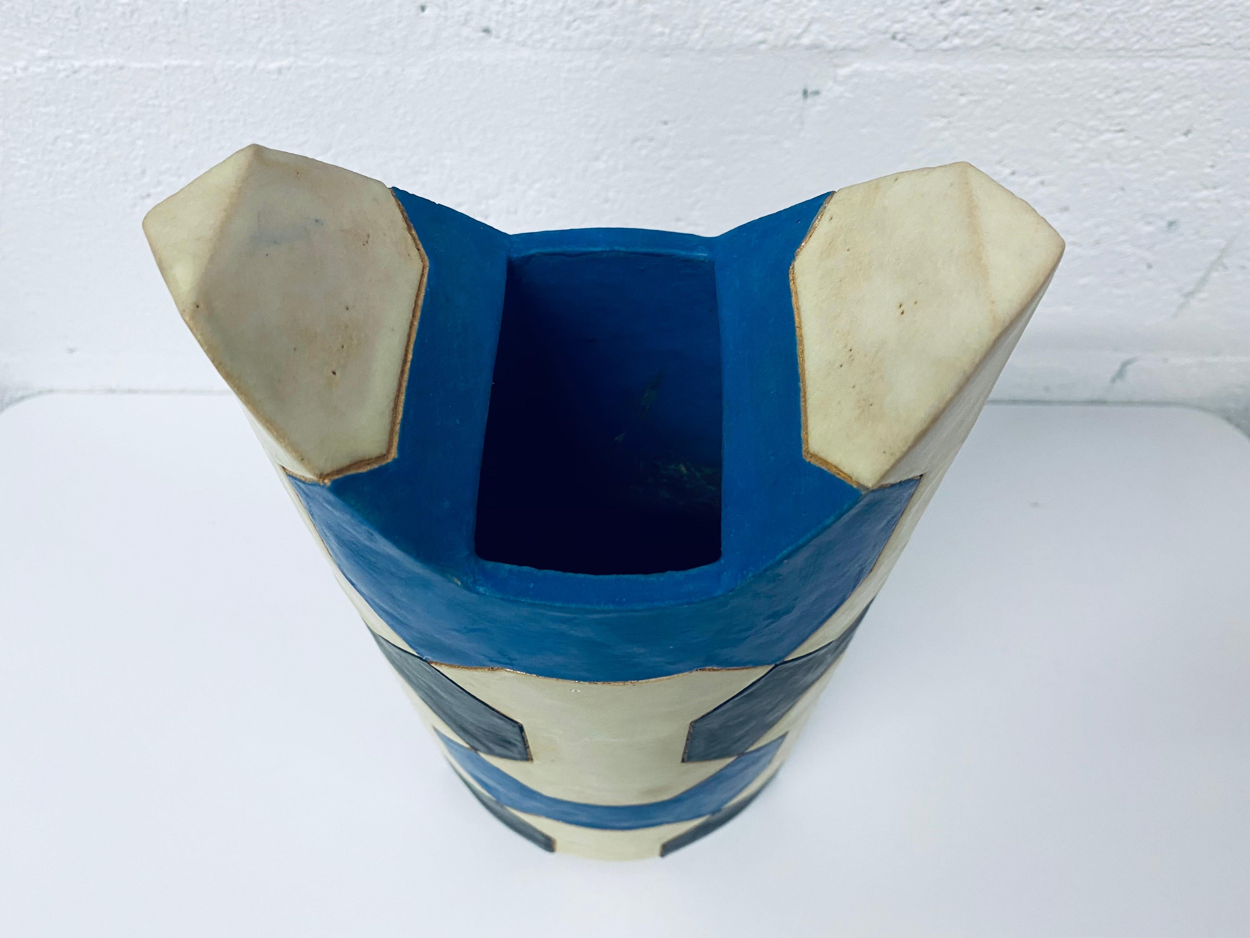 Midcentury Sculptural Geometric Vase Signed by Artist 4