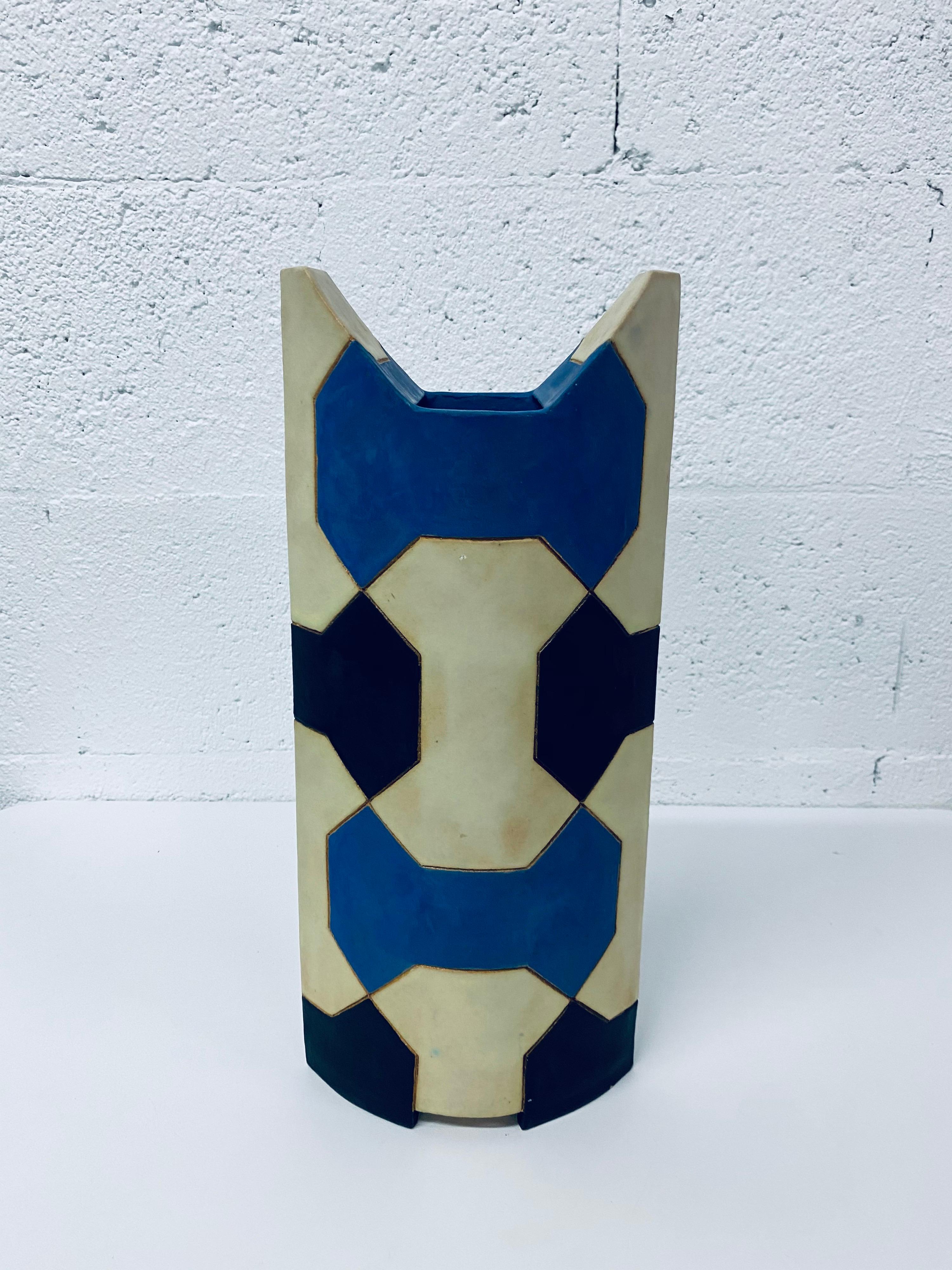 Midcentury Sculptural Geometric Vase Signed by Artist 6