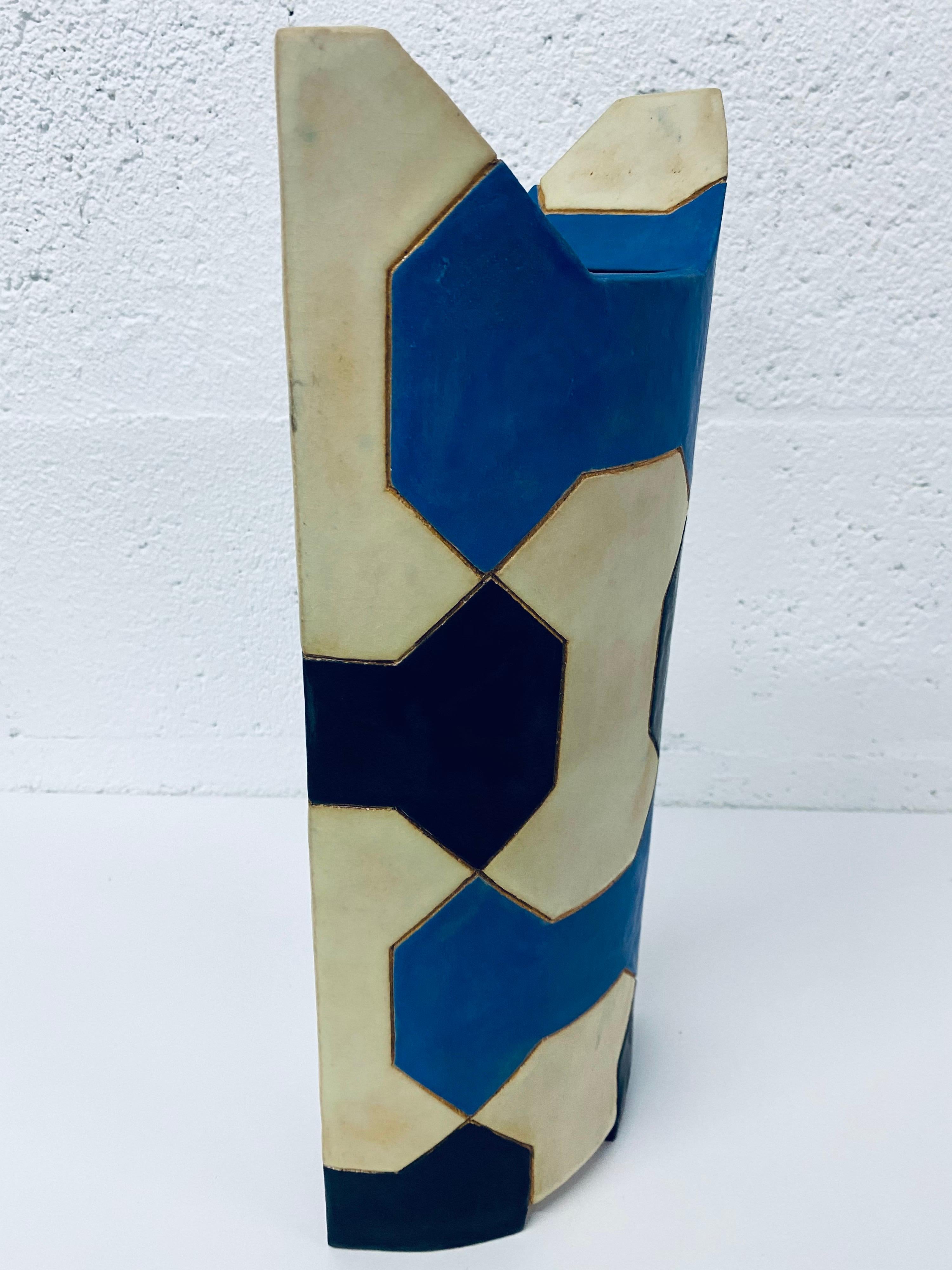 20th Century Midcentury Sculptural Geometric Vase Signed by Artist